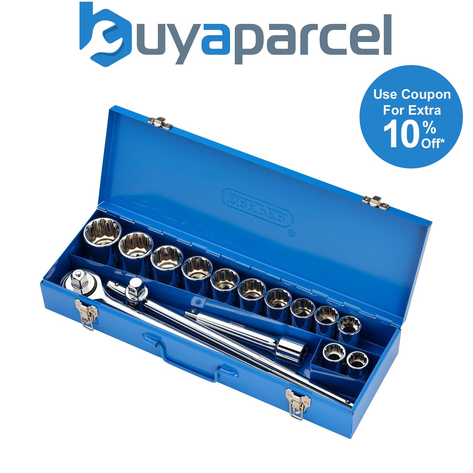 Draper 16440 Draper HI-TORQ Metric Socket Set in Metal Case, 3/4" Sq. Dr. (15 Pi