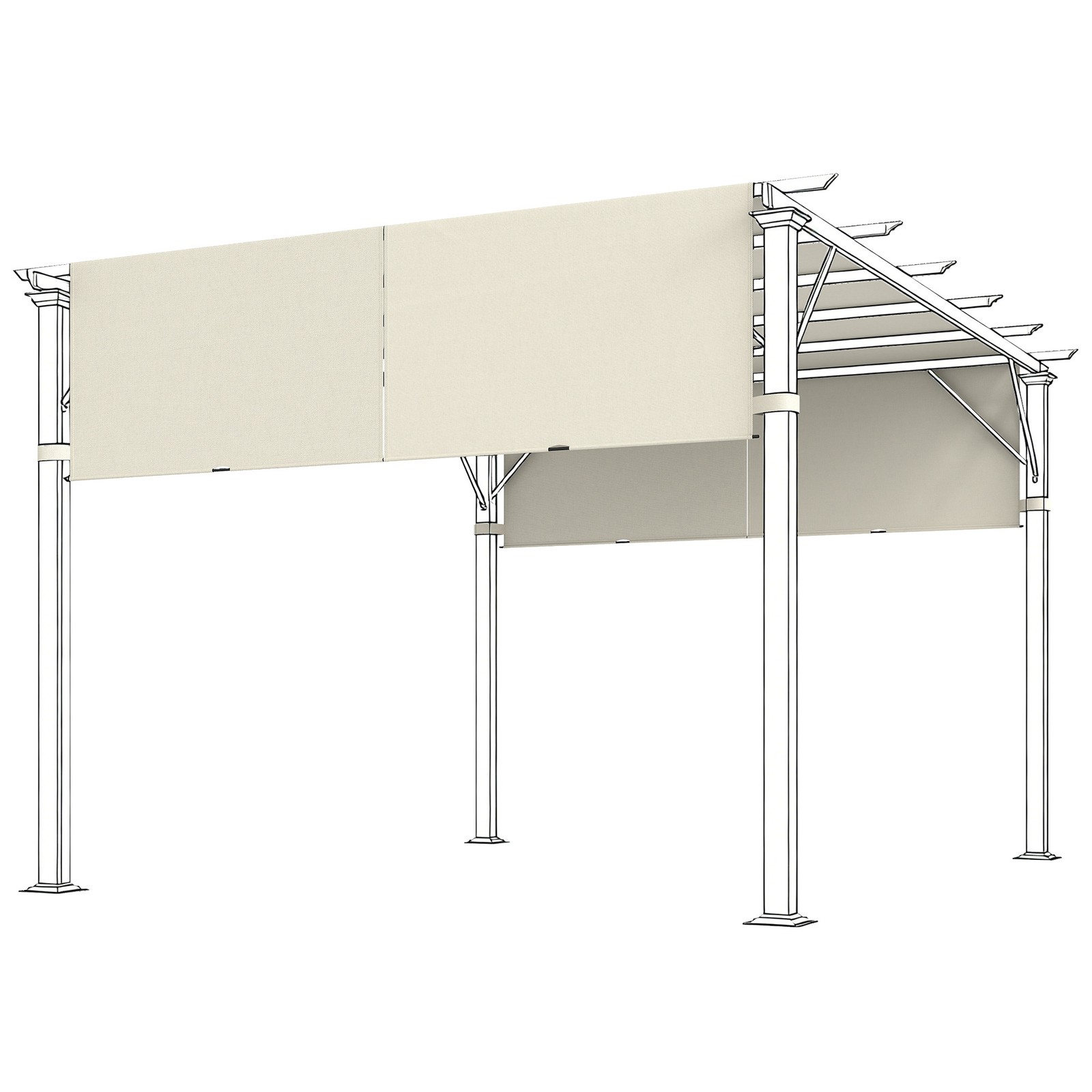 Outsunny 2Pcs Pergola Replacement Canopy, 4.9 x 1.2m, UV Protection, White