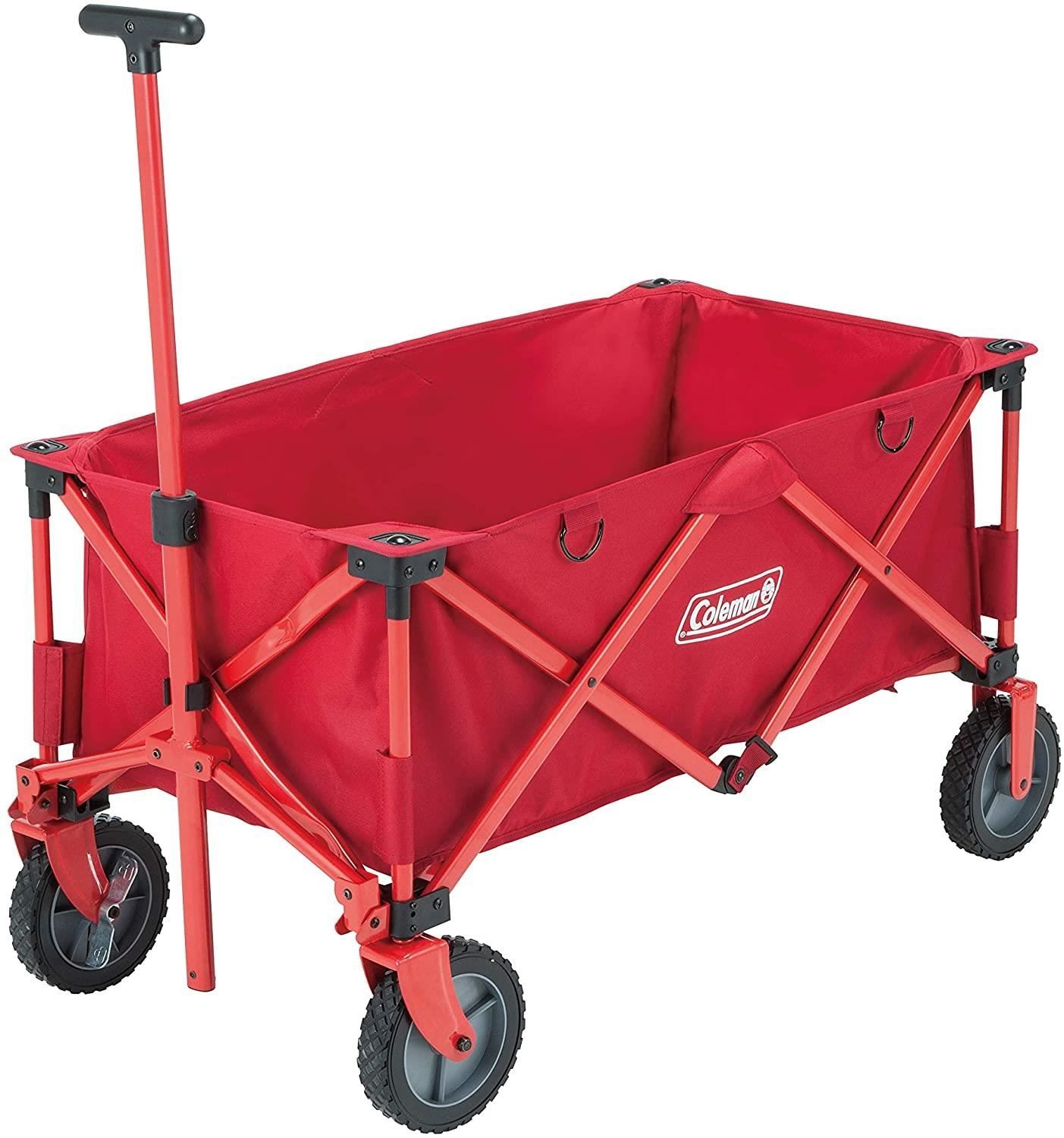 Coleman Outdoor Red 85KG Capacity Folding Carry Wagon Trolley Camping Festival