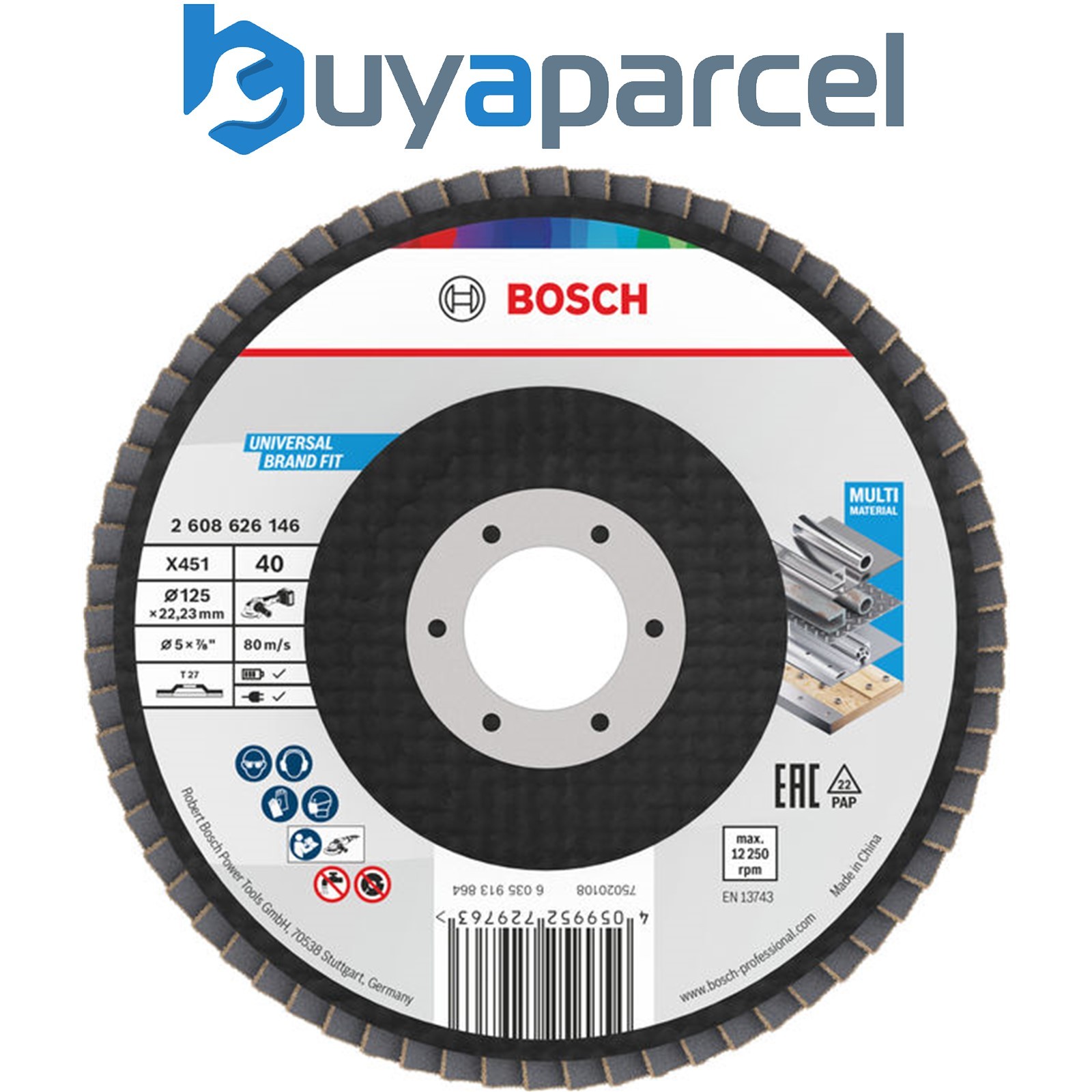 Bosch Flaps discs X451 Flap Disc 125 x 22.23 mm G40 T27 15 pcs 2608626179