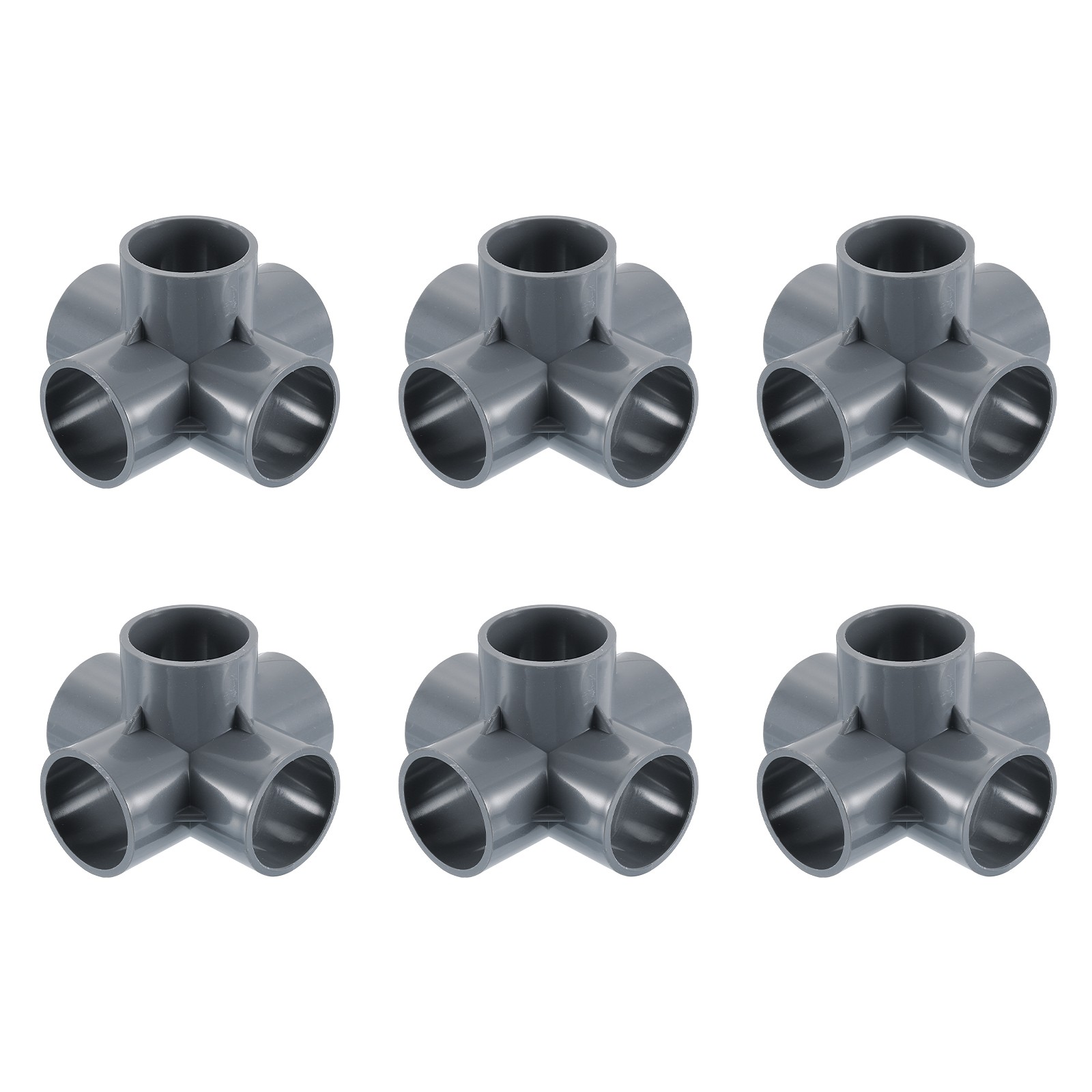 1-1/4" PVC Fittings, 6 Pcs 5 Way Elbow Connector Elbow PVC Corner Fitting, Grey