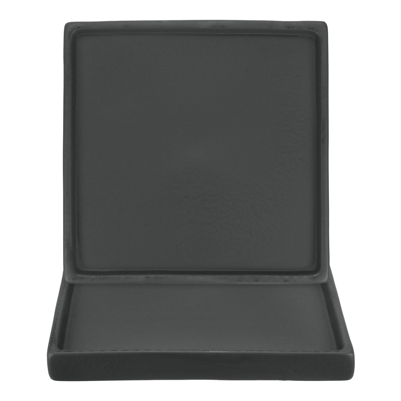 2-Pack Ceramic Plant Saucer, 7.1 Inch Saucer Drip [Square Black]