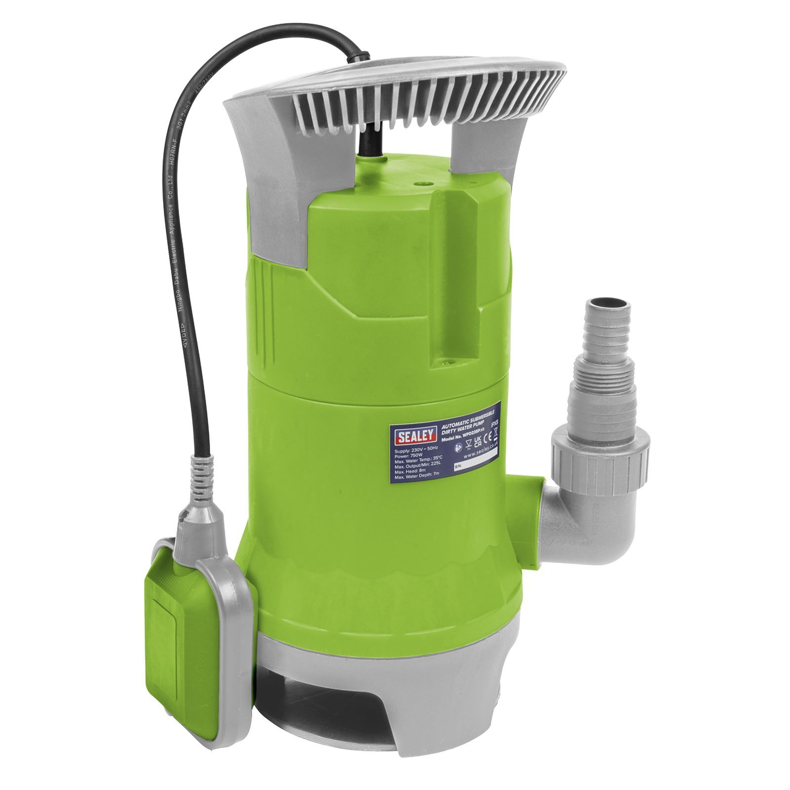 1x Sealey Submersible Dirty Water Pump Automatic 225L/min 230V - WPD235P
