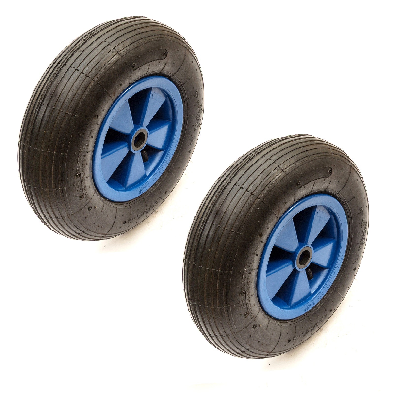 2x 4.00-8 15" Wheel Air Tyre 25.4mm 1" Bore 66mm Hub Length Garden Barrow Cart