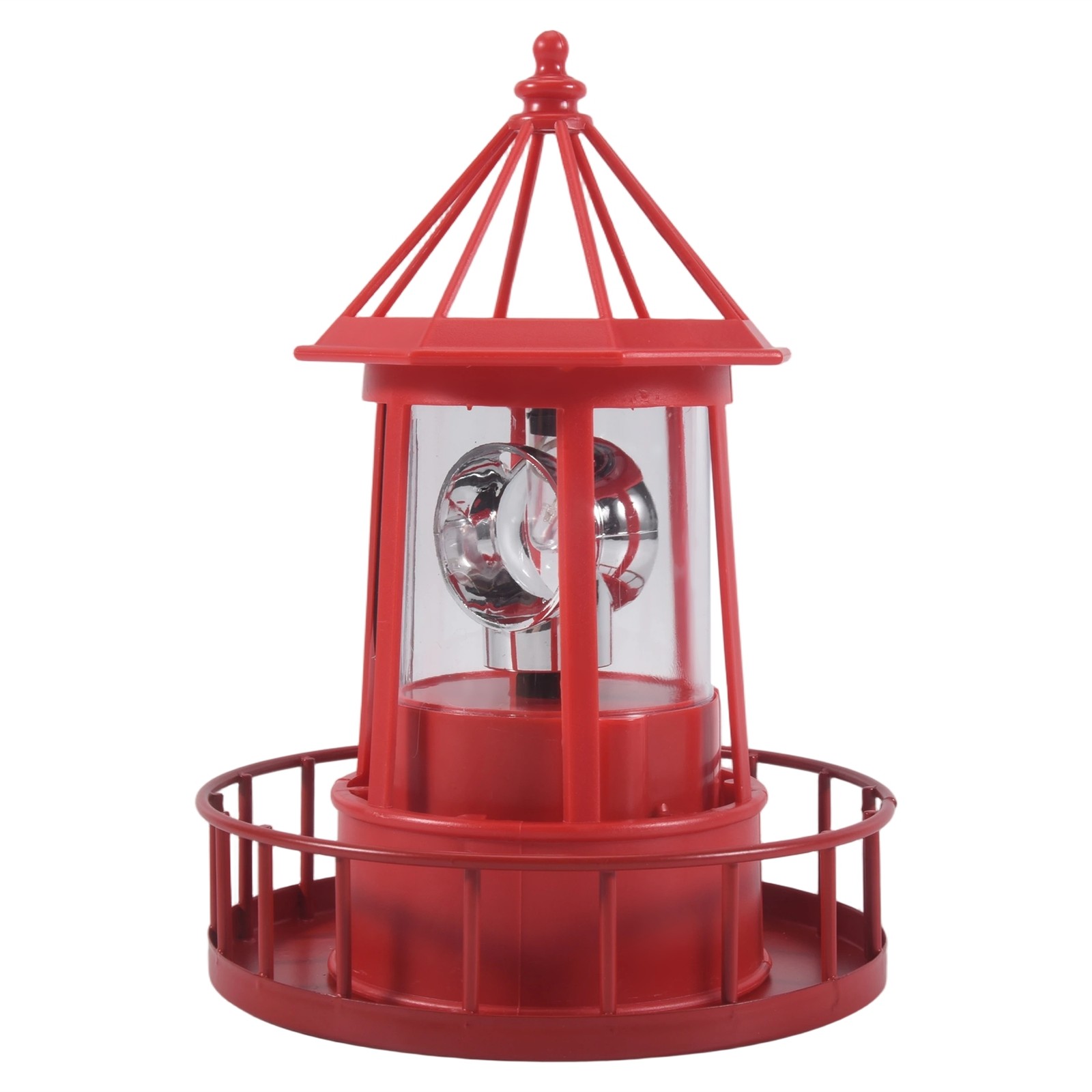 2X(LED Solar Powered Lighthouse, 360 Degree Rotating Lamp Courtyard7089