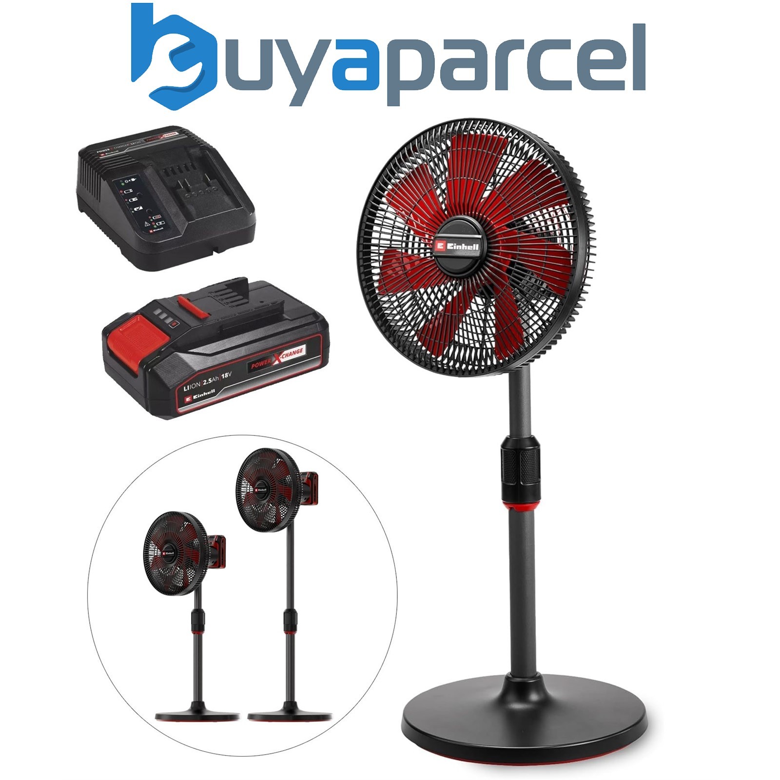 Einhell Cordless Pedestal Floor Fan 18V 320mm 4 Speed PXC GE-CF 18/320 1x2.5Ah