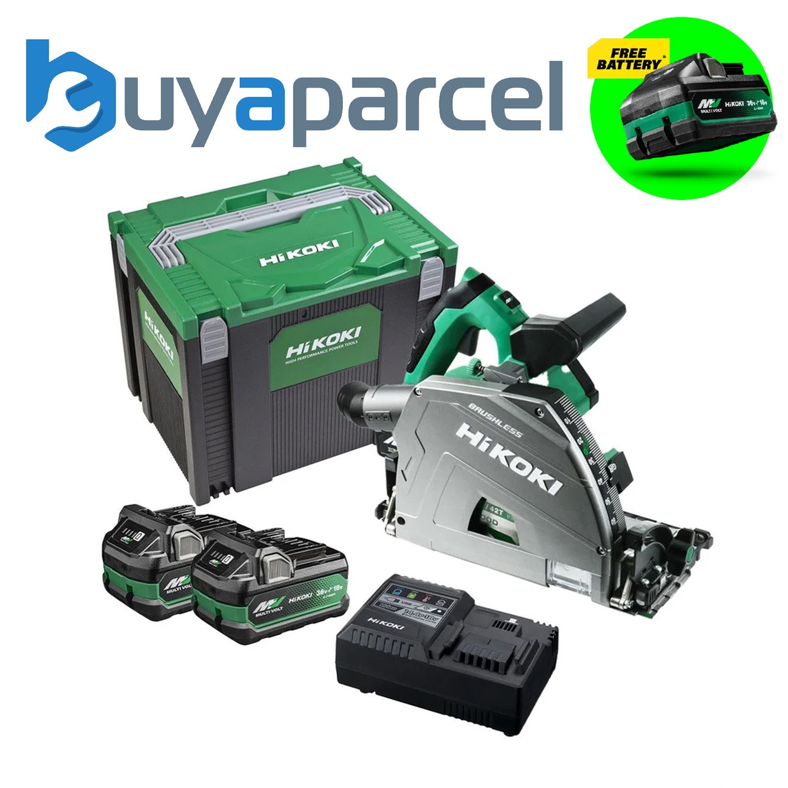 HiKOKI Brushless Plunge Saw 36V 165mm Cordless Track Saw x2 8ah Case C3606DPAJVZ
