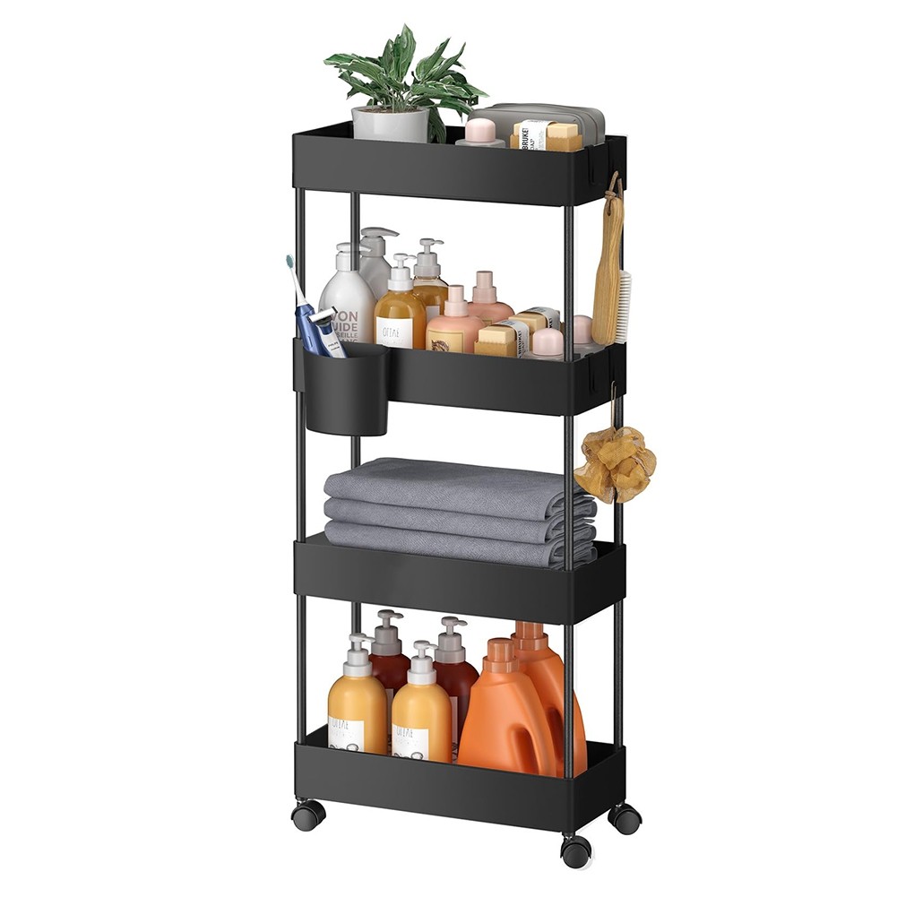 Tier Rolling Utility Cart, Movable Slim Storage Rack for Kitchen, Bathroom,2515