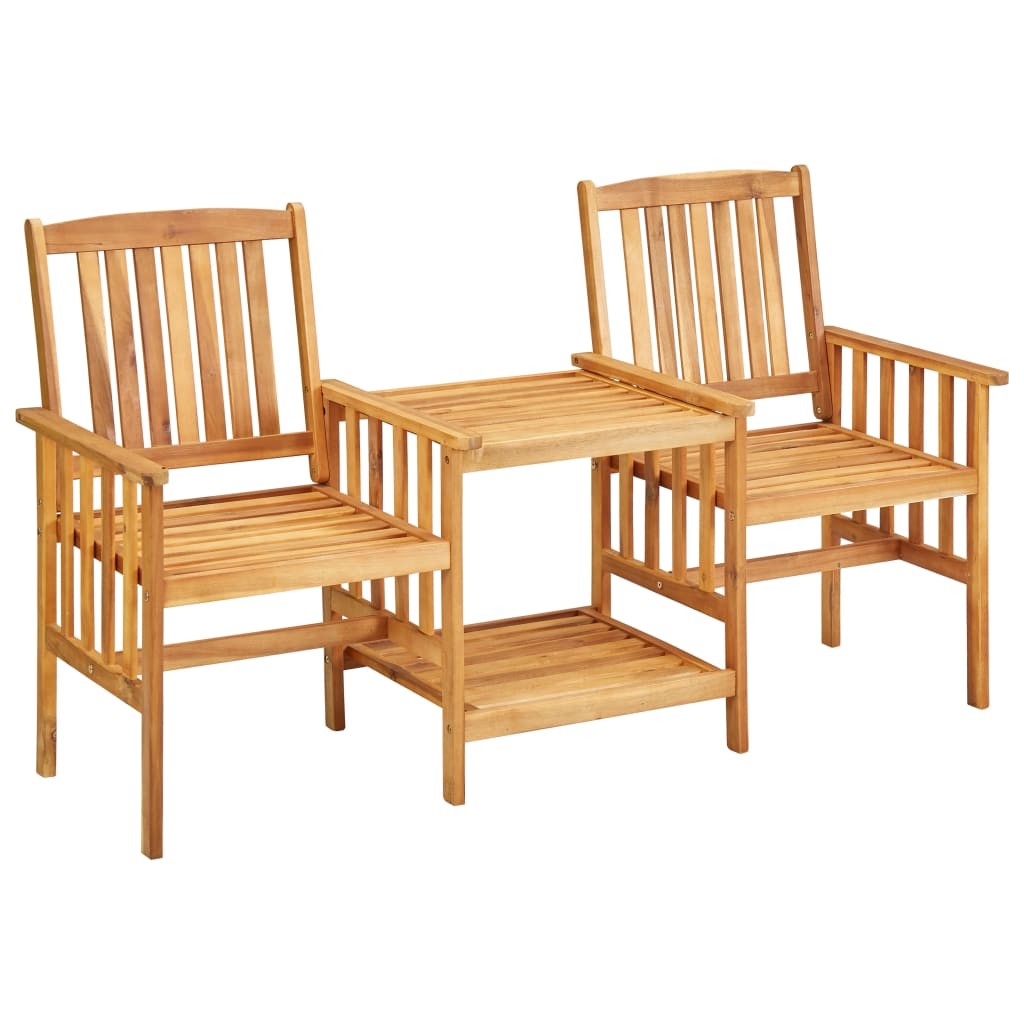 Solid Acacia Wood Garden Chairs with Tea Table Outdoor Dinning Set vidaXL