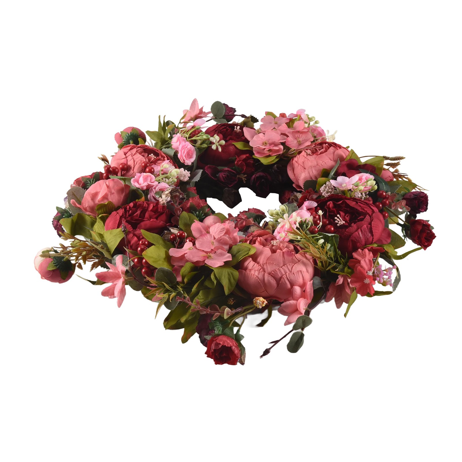 Decorative Door Wreath,Silk Flower Peony Head Flower Wreath 40cm Handmade8409