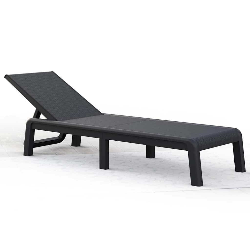 Keter Sunlounger Anthracite Jute Texture Foldable 4-Position Outdoor Patio Chair