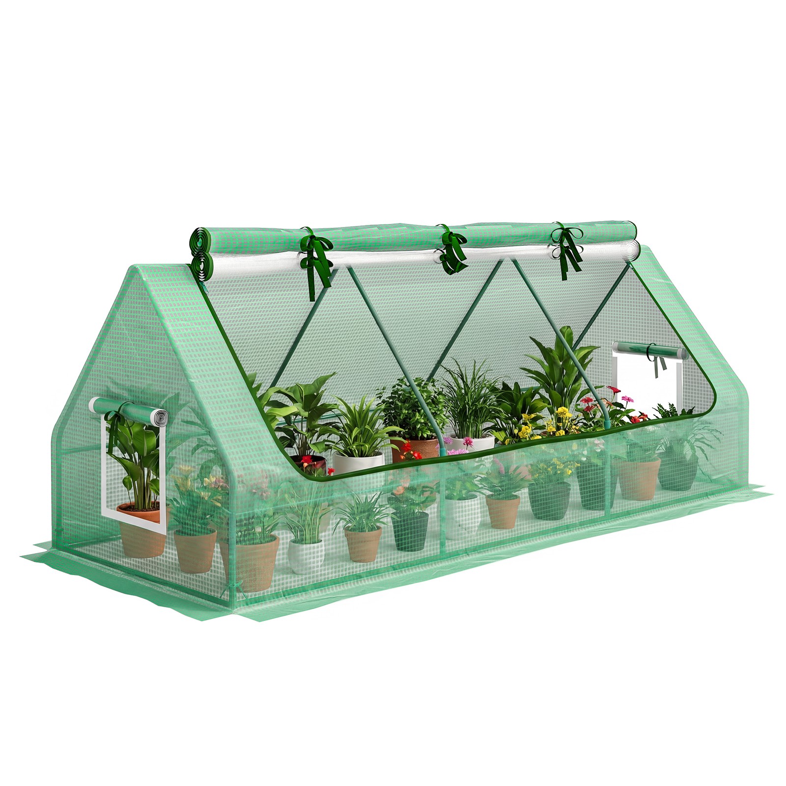 Outsunny Portable Small Polytunnel with Mesh Windows, 240x90x90cm