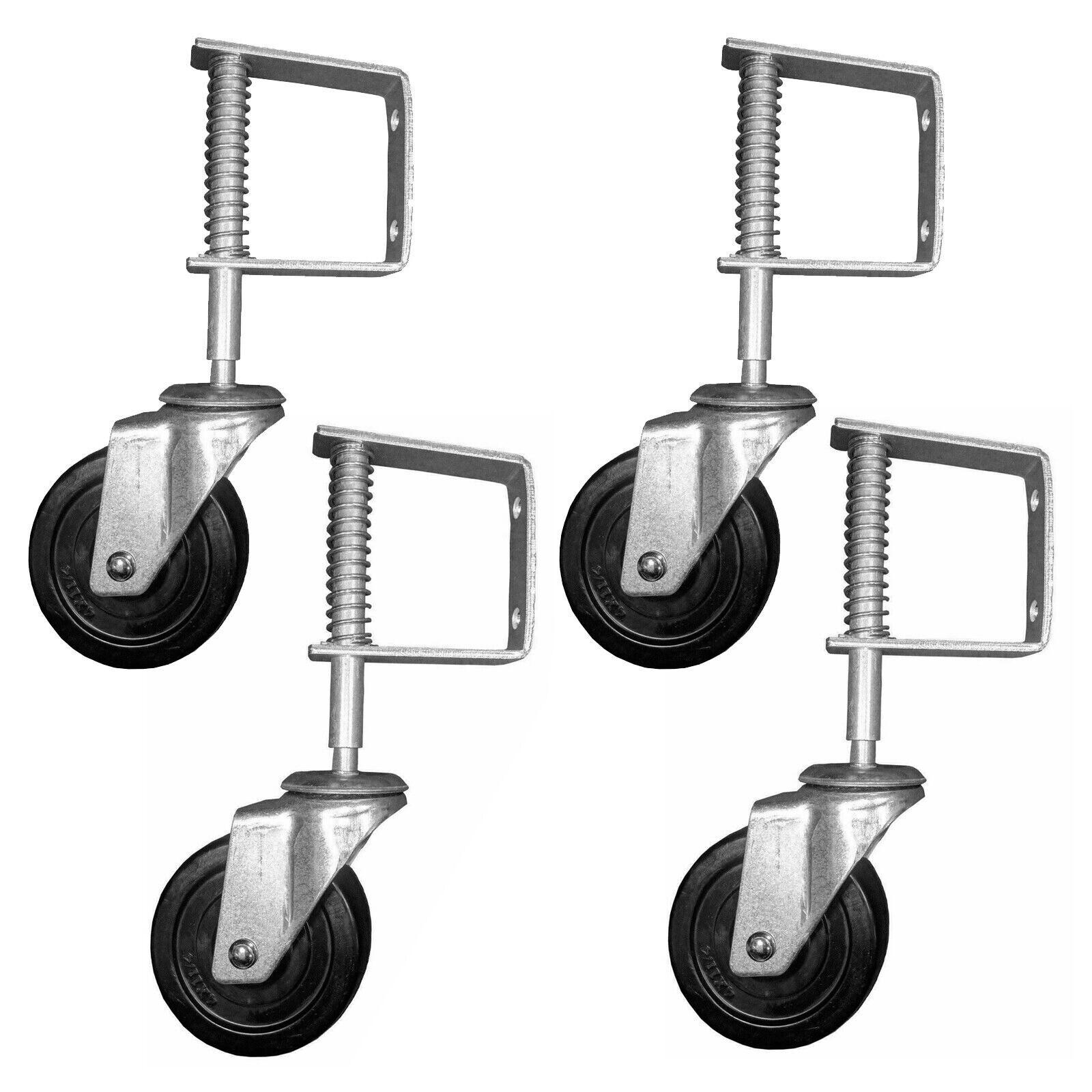 4 x SPRING LOADED HEAVY DUTY GATE WHEELS farm timber door 4" swivel wheel fence