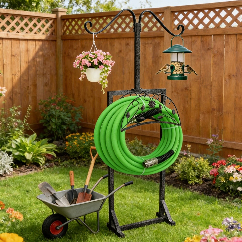 Freestanding Garden Hose Holder Hanger Heavy Duty Metal Water Hose Storage Stand