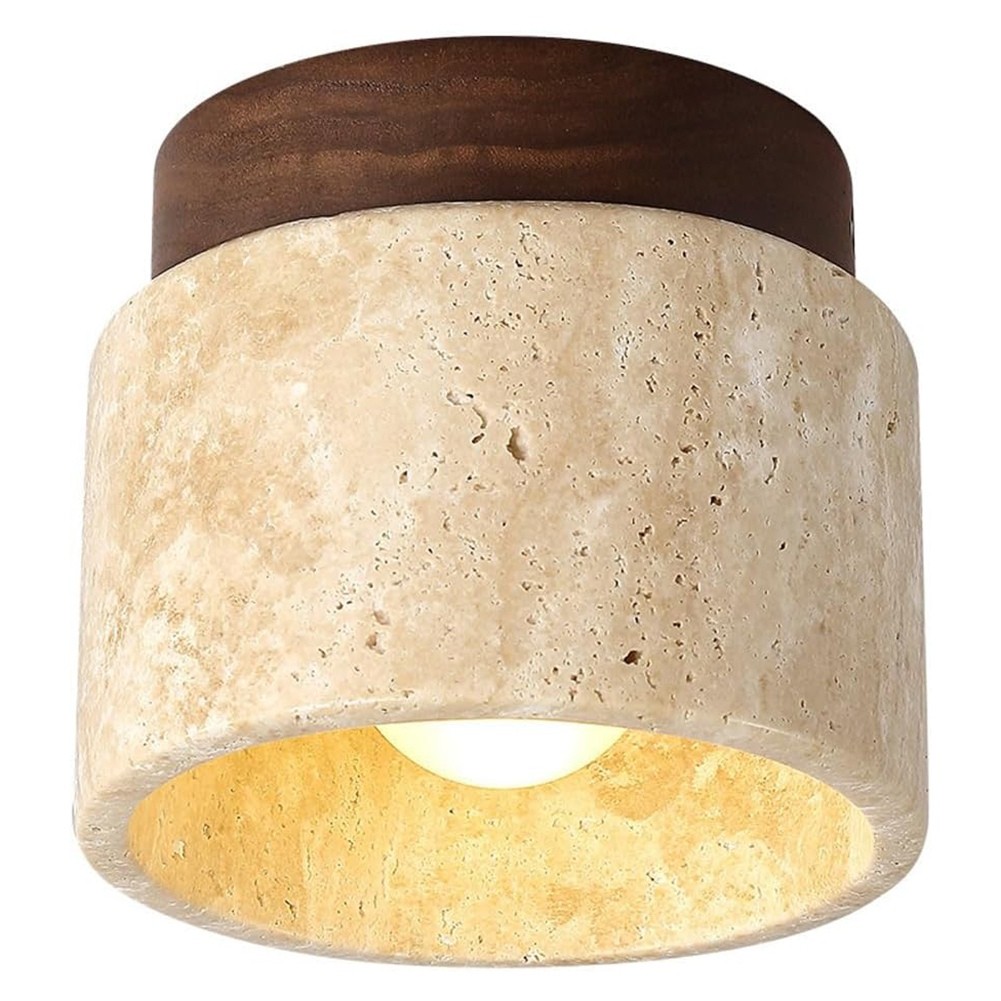 Modern Yellow Travertine Wooden Ceiling Lamp E27 White Light for Kitchen1121