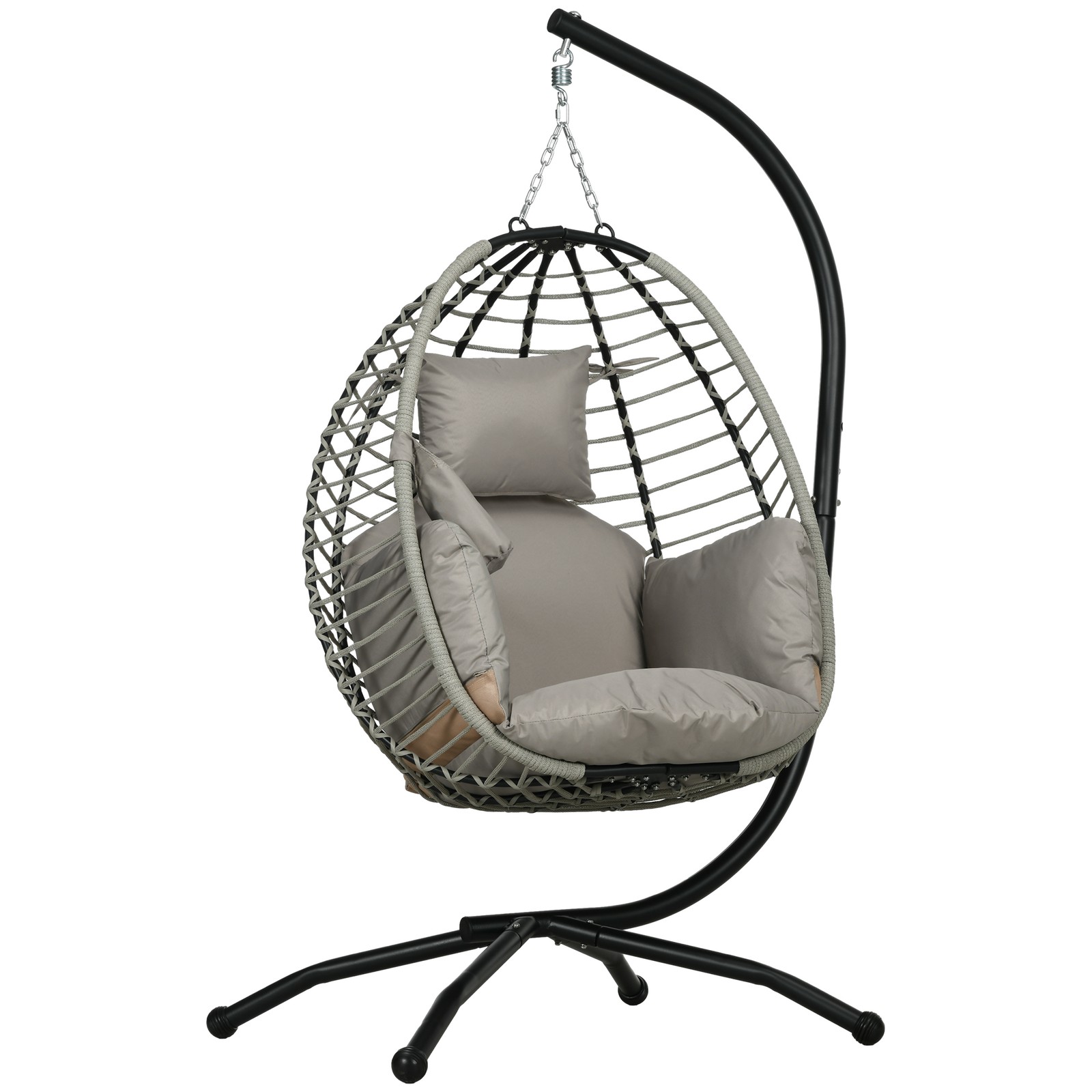 Outsunny Hanging Swing Chair w/ Thick Cushion, Hanging Chair, Grey