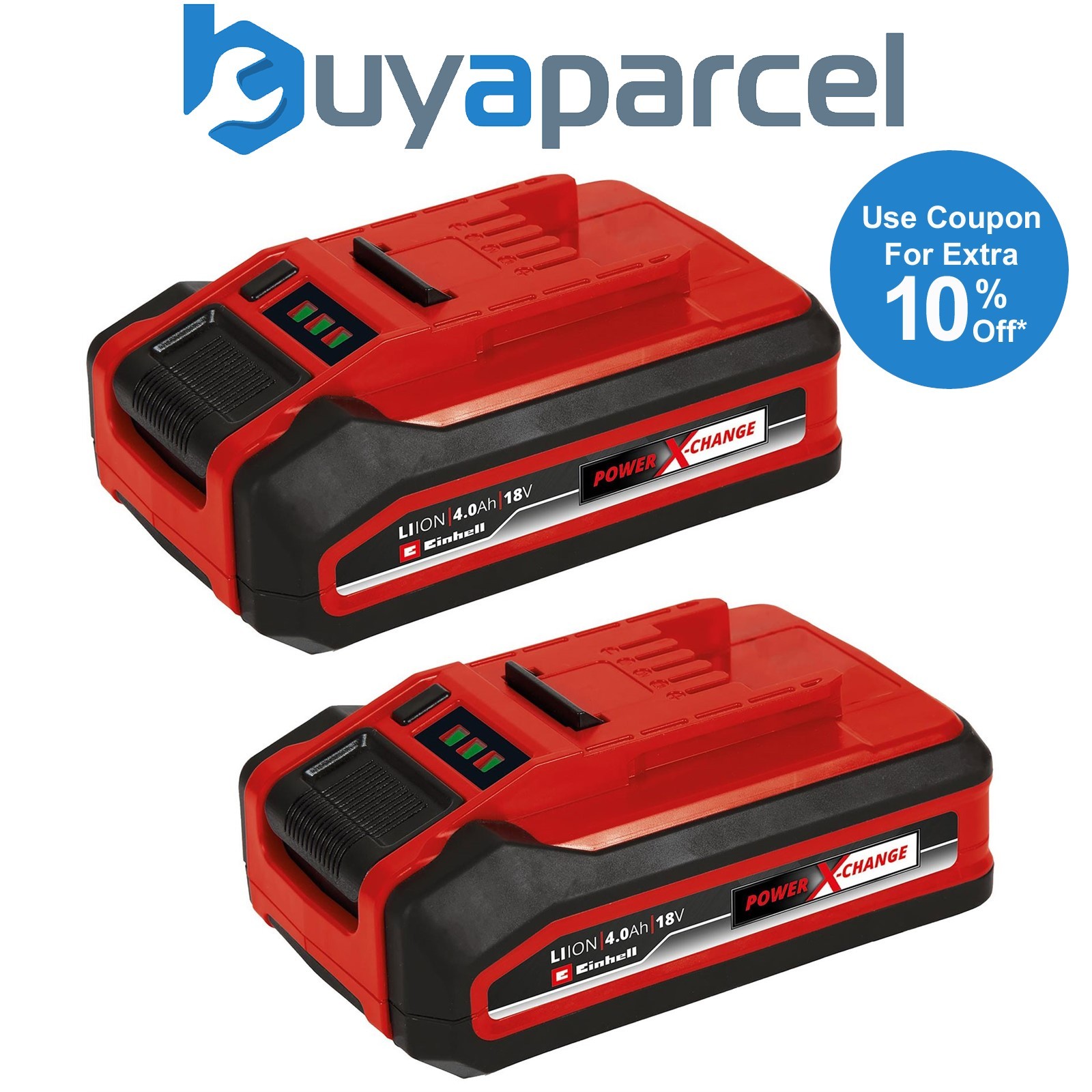 Einhell 2x 4.0Ah PLUS Battery Twin Pack 18V PXC Batteries For All Power X-Change