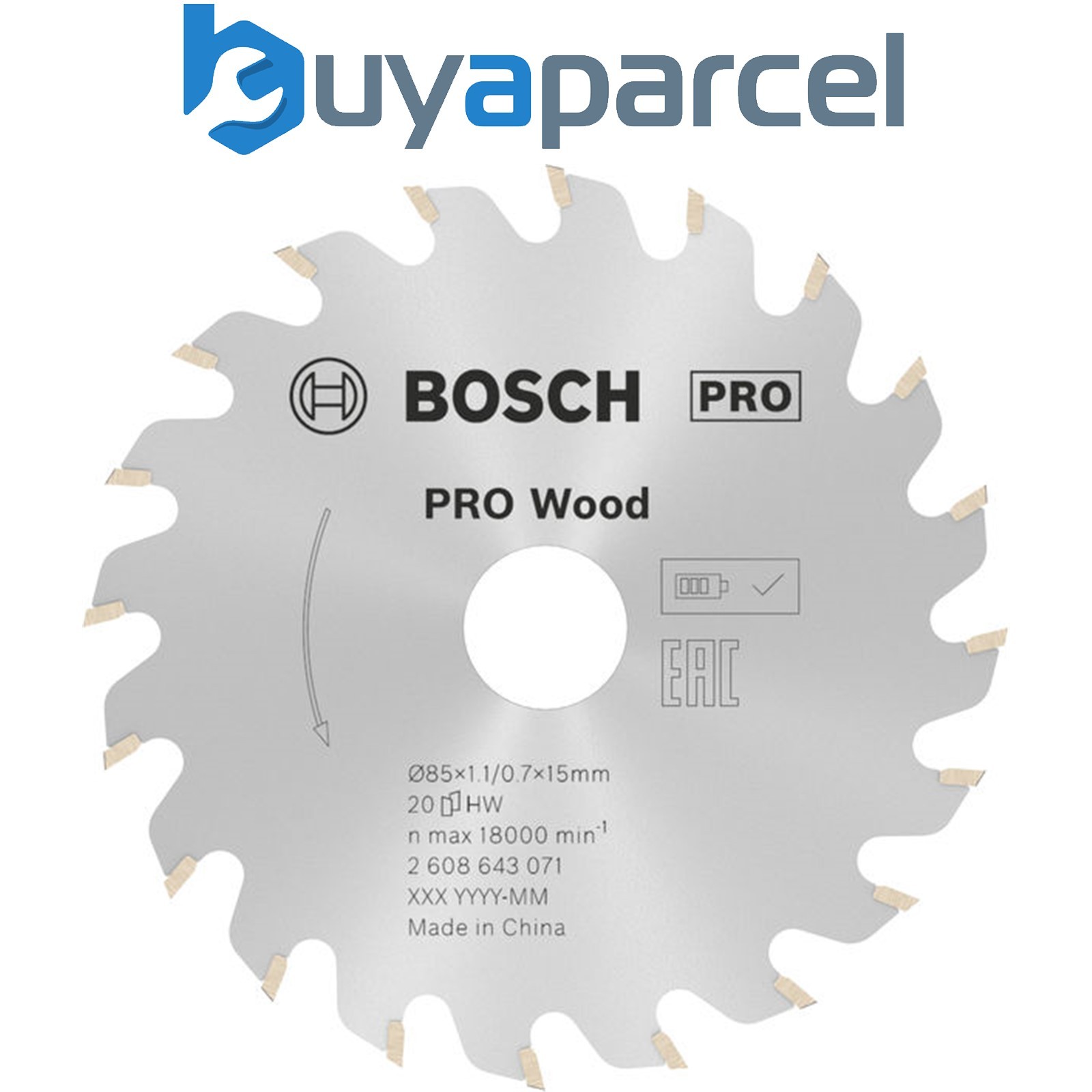 Bosch PRO Wood Circular Saw Blade 85 x 1.1 x 15 mm 2608643071