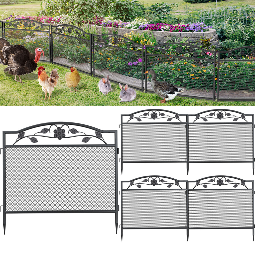 5Pcs Dense Web Garden Fence 31in x 13ft Outdoor Flower Bed Picket Fence Panels