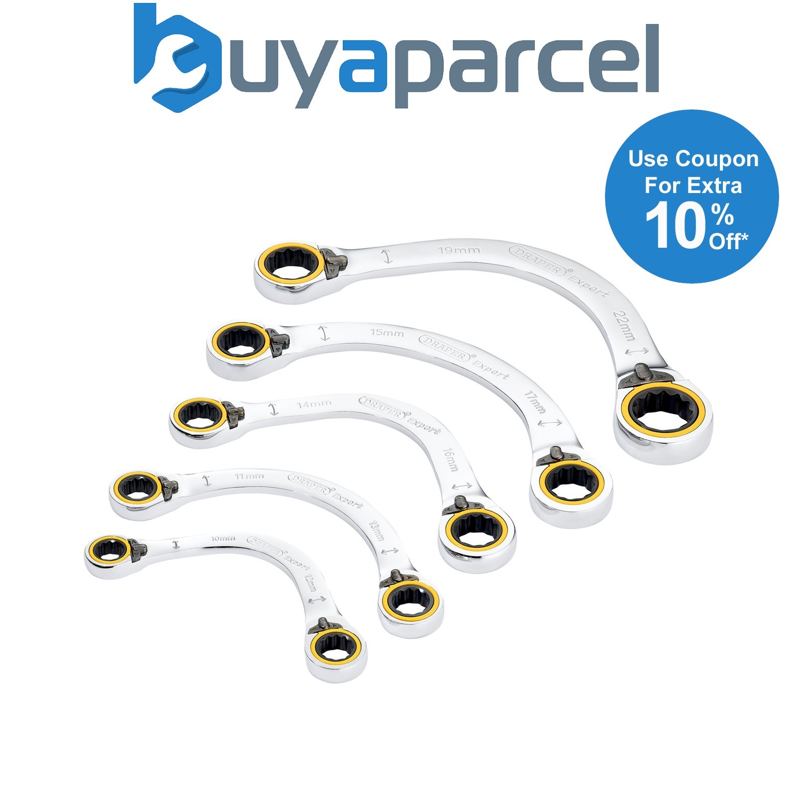 Draper 03941 Draper Expert HI-TORQ Double Ring Reversible Ratchet Half Moon Span