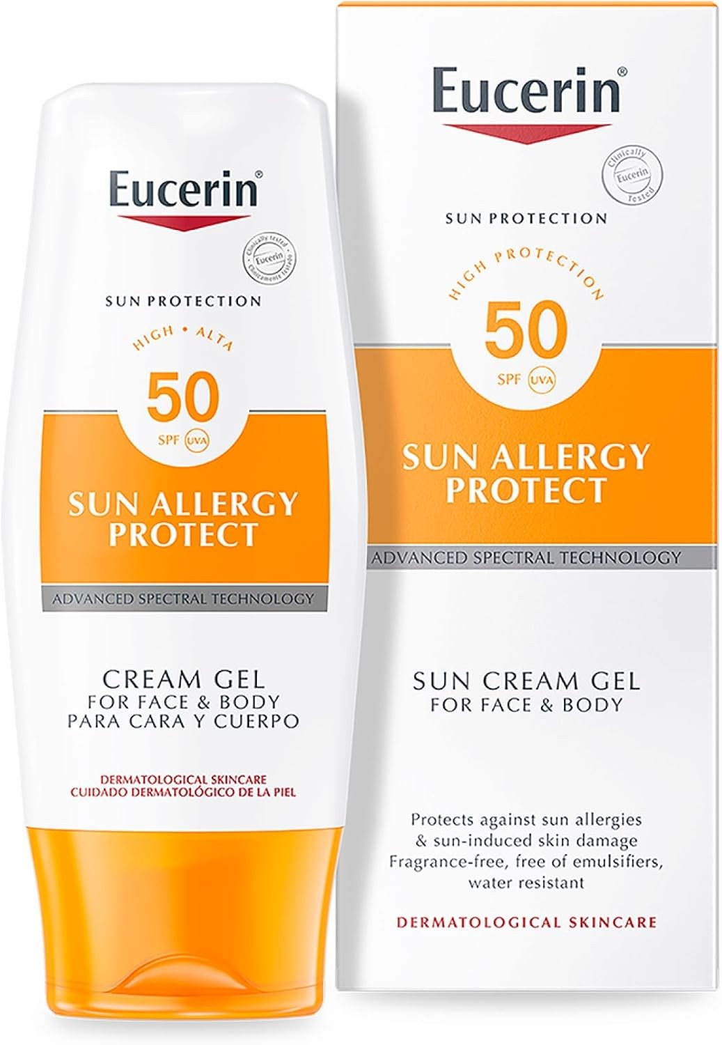Eucerin Sun Allergy Protect Sun Cream Gel SPF 50 150ml, Face and Body Sunscreen