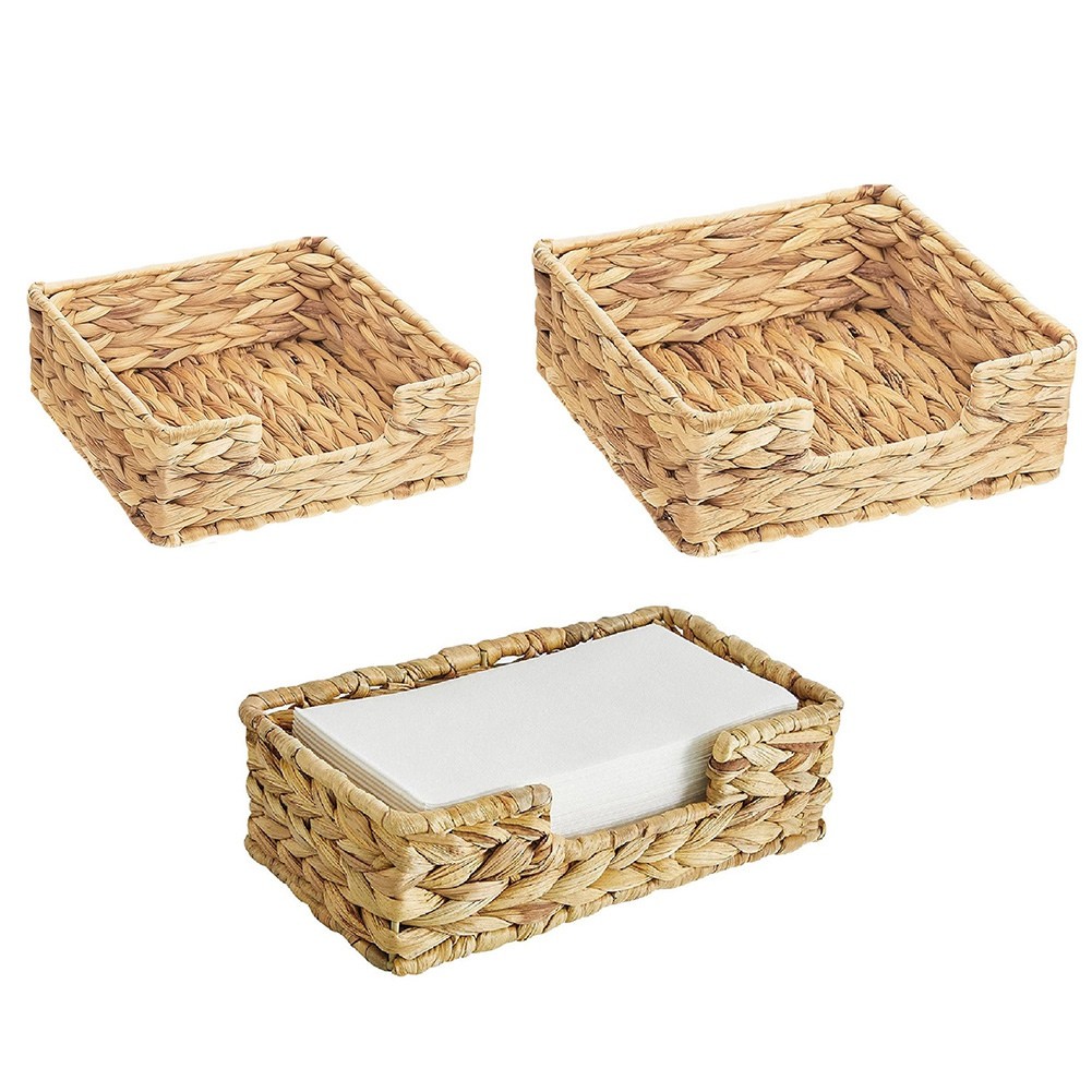 3PCS Hand Woven Rattan Tray Wicker Baskets for Tank Tray Wicker Tray for6496
