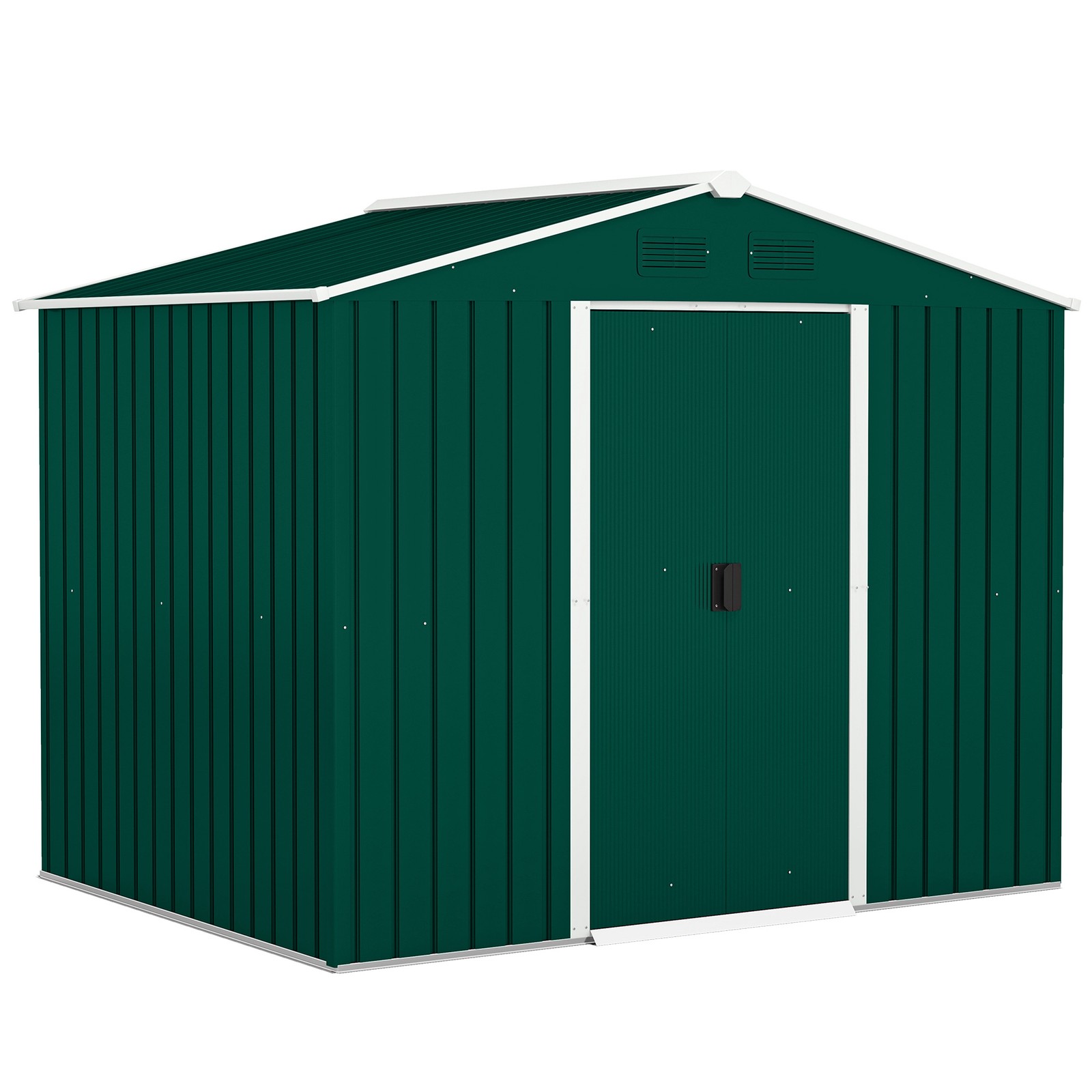 Outsunny 8 x 6ft Garden Storage Shed with Double Sliding Door Outdoor Green