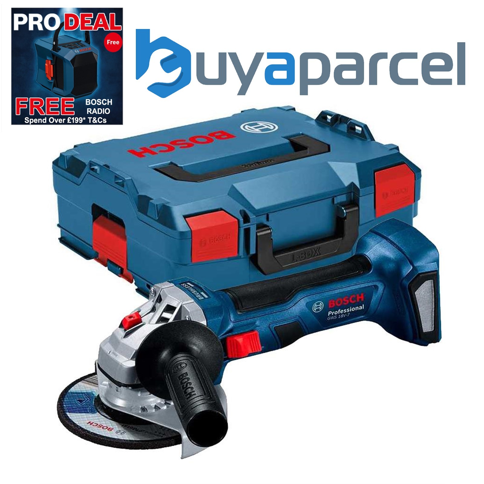 Bosch GWS 18V-7 125 18v 125mm Brushless Angle Grinder Bare L-BOXX - GWS18V7