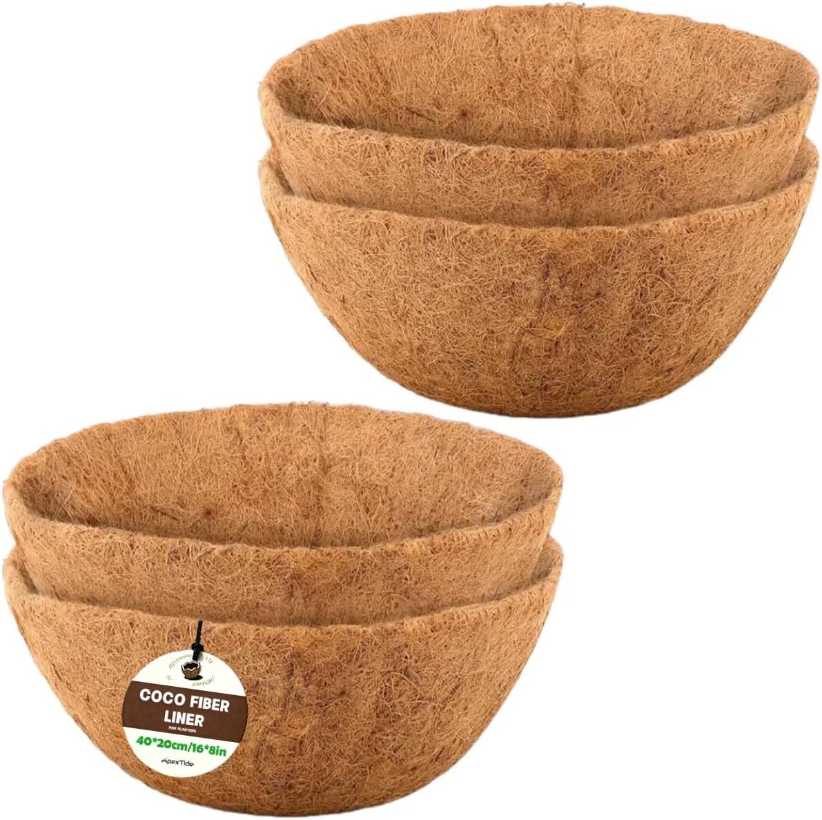 Coco Liner Hanging Basket Liners 4PCS, 40 * 20cm/16 * 8in Natural Round Coconut