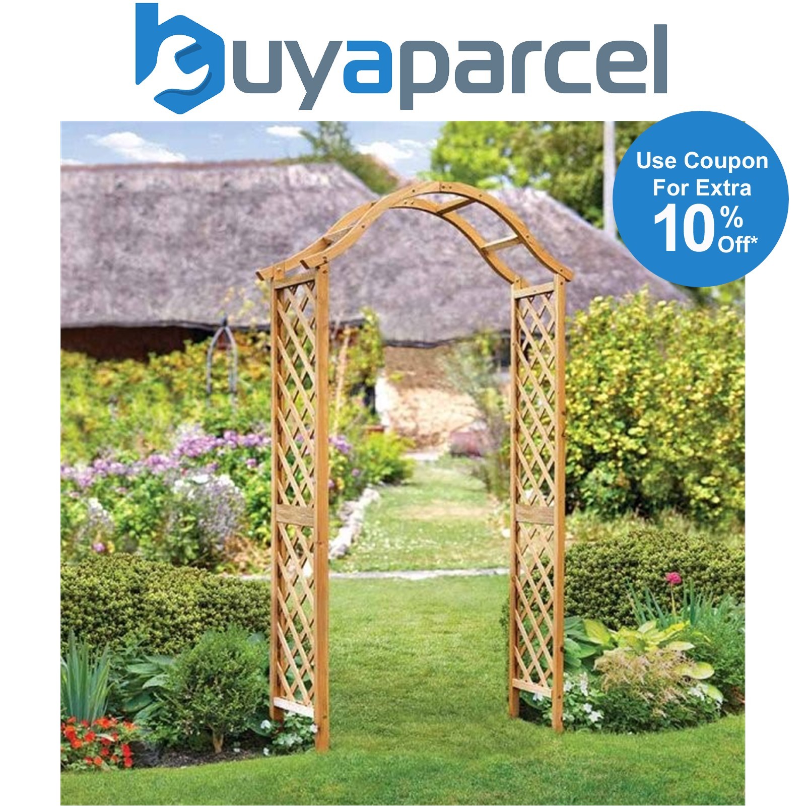 Smart Garden Elegant Woodland Wooden Garden Arch Pergola Tan Plant Support