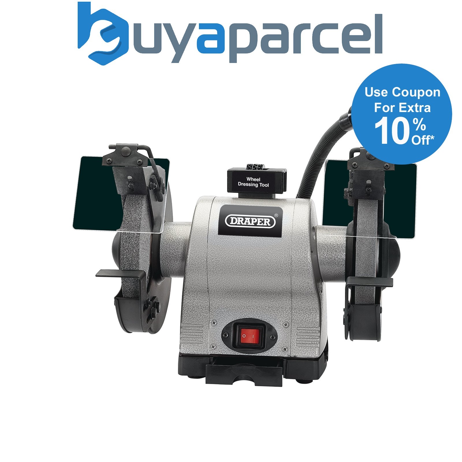 Draper 05097 Heavy Duty Bench Grinder with Work light, 200mm, 550W