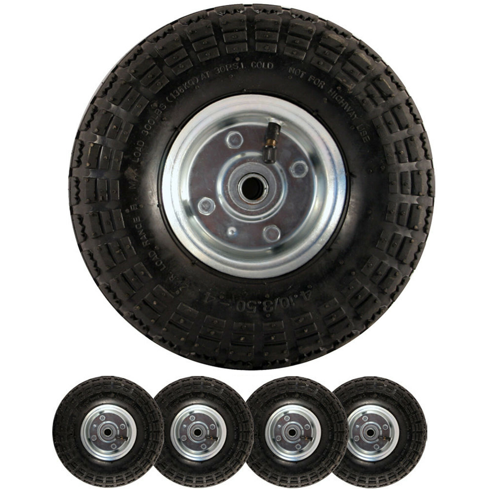 4 x 10" PNEUMATIC SACK TRUCK TROLLEY WHEEL BARROW TYRE TYRES WHEELS 4.10/3.5-4.0