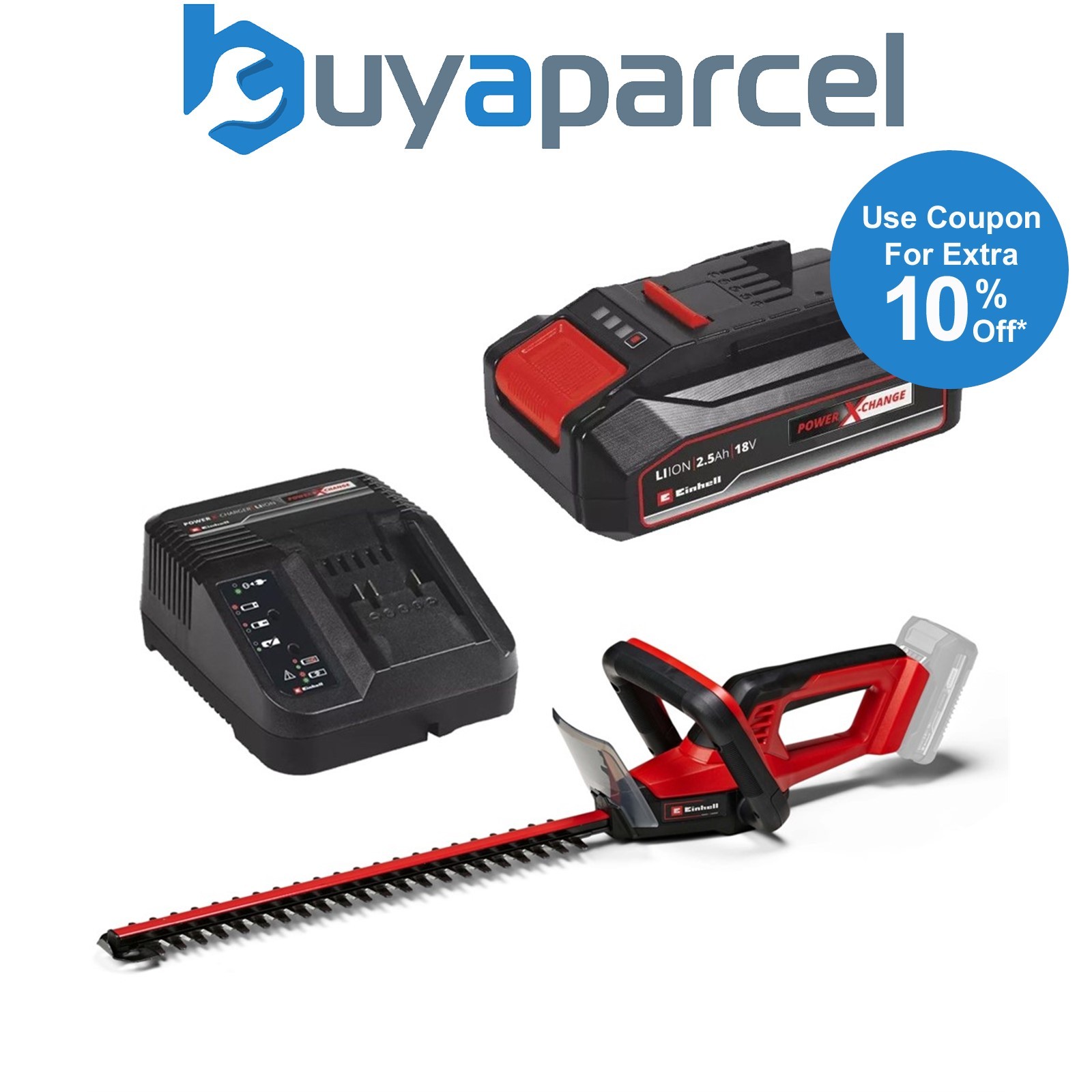 Einhell 18V Cordless Hedge Trimmer Cutter 18/40 Li Solo 40cm &2.5AH Charging Kit