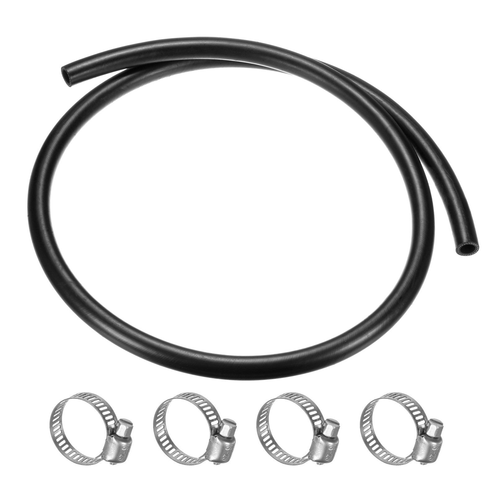 Fuel Line Hose 12.7mm ID 20.5mm OD 4.9ft NBR Rubber 302℉ with 4pcs Clamps
