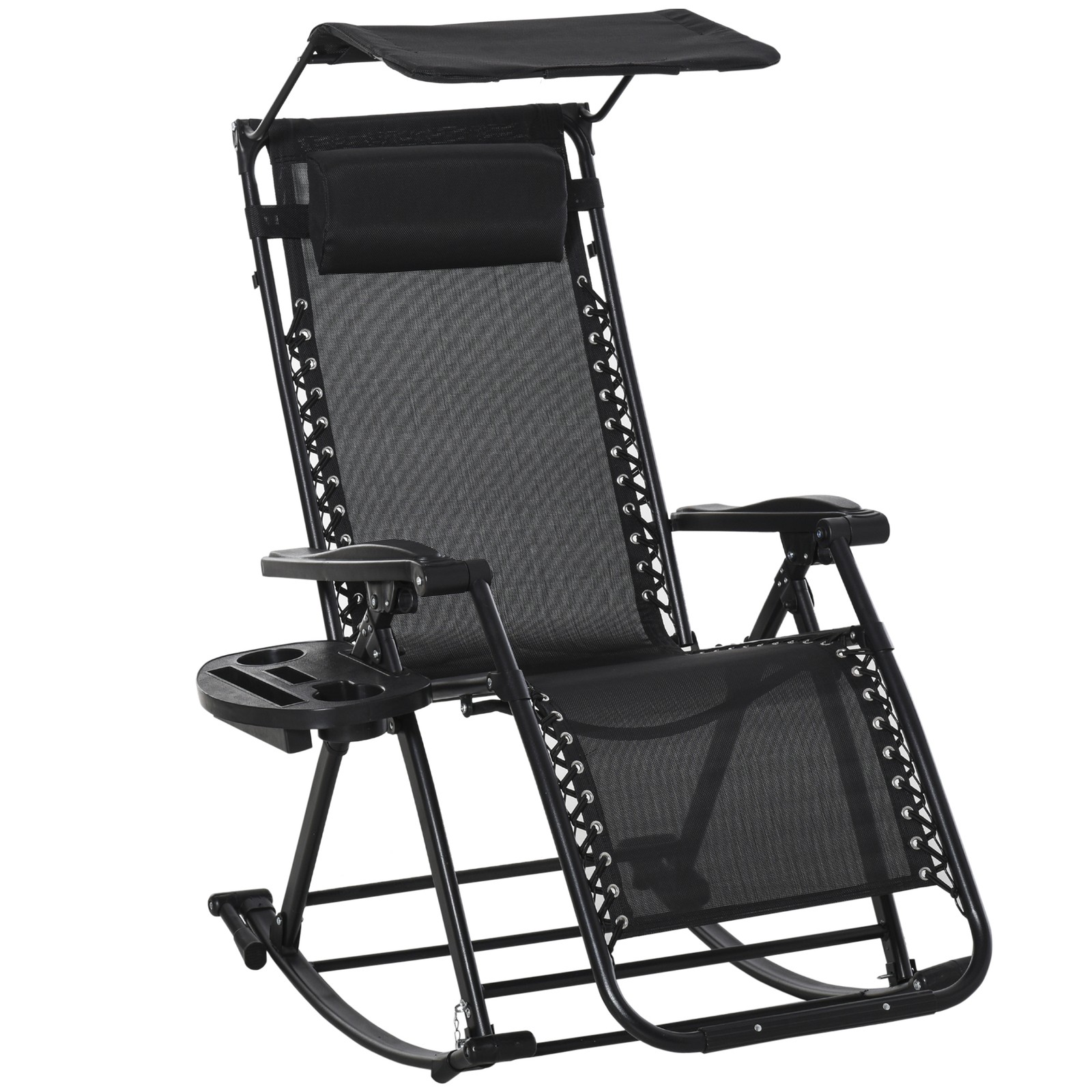 Outsunny Folding Recliner Chair Outdoor Lounge Rocker Zero-Gravity Seat