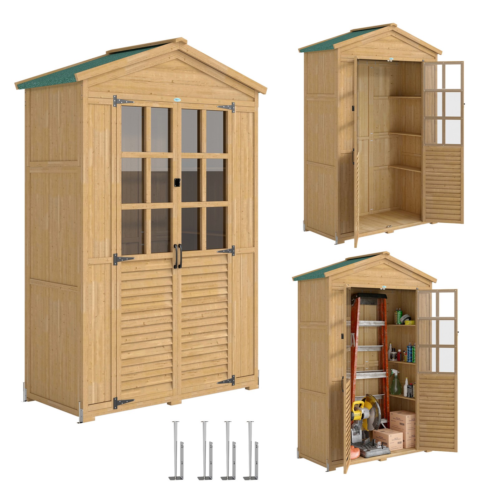 Outsunny Outdoor Storage Cabinet Waterproof Light Brown