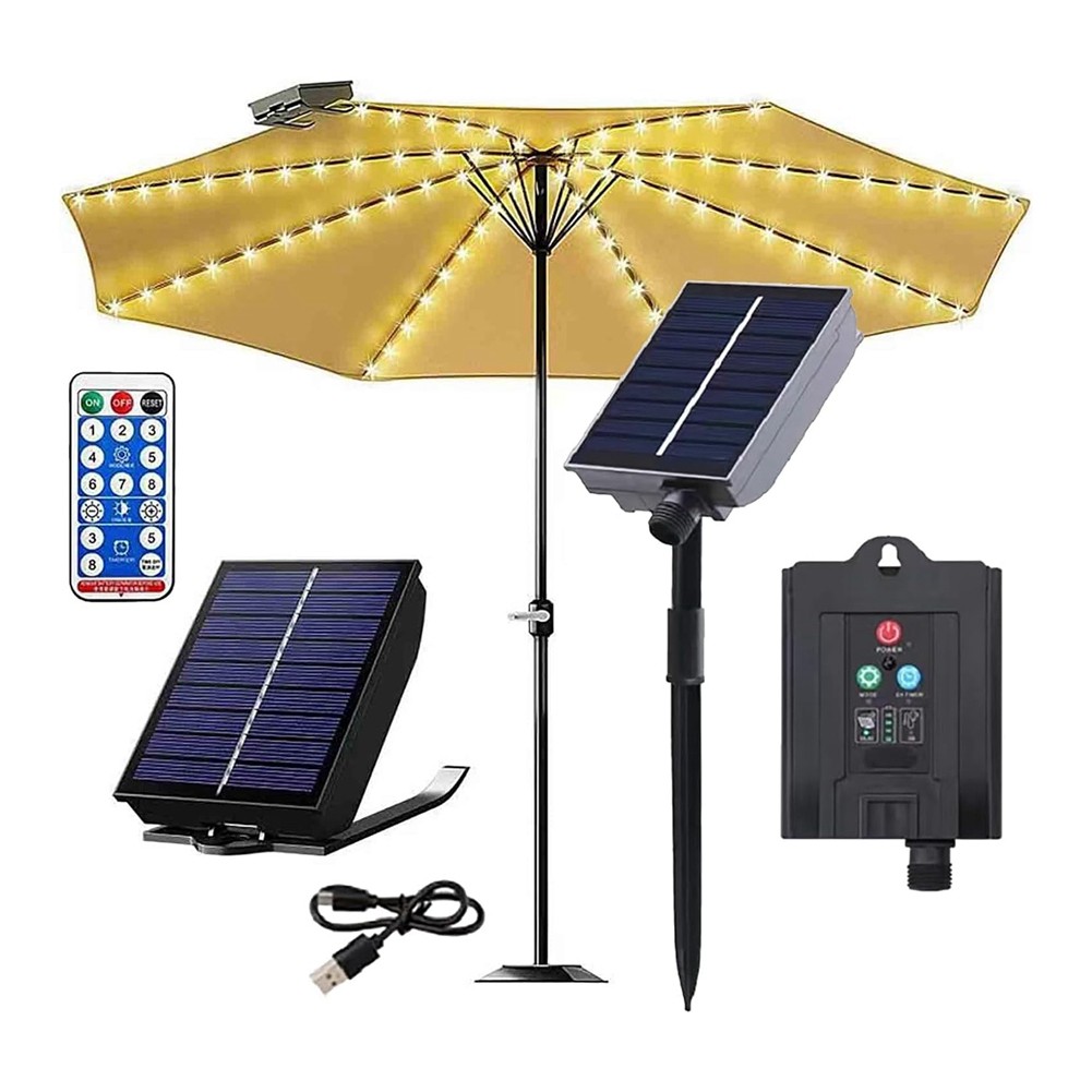 2X(Solar Umbrella Lights with Remote Control, Solar Powered Patio LED4623
