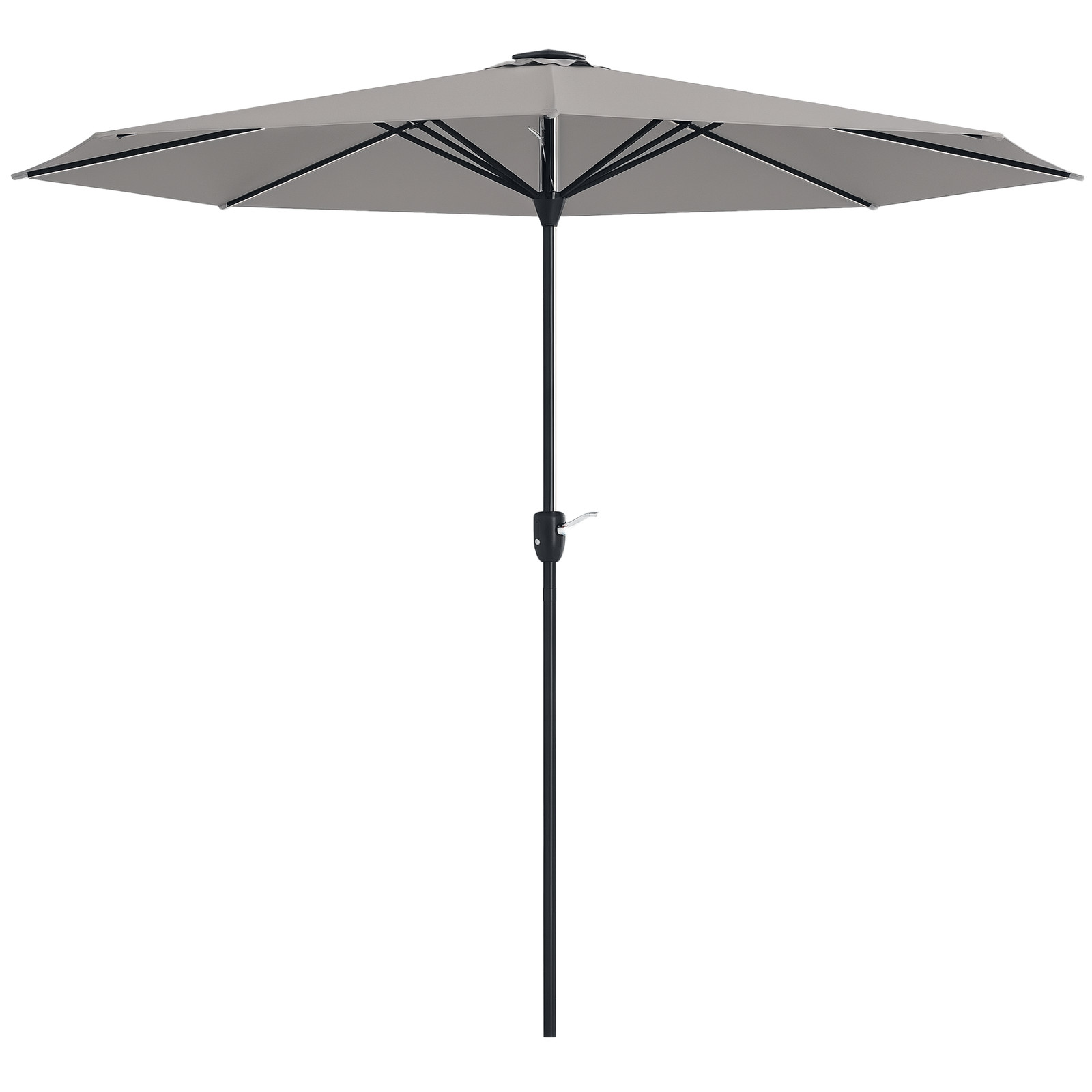 Outsunny Solar Patio Garden Parasol with Lights for Outdoor, Light Grey