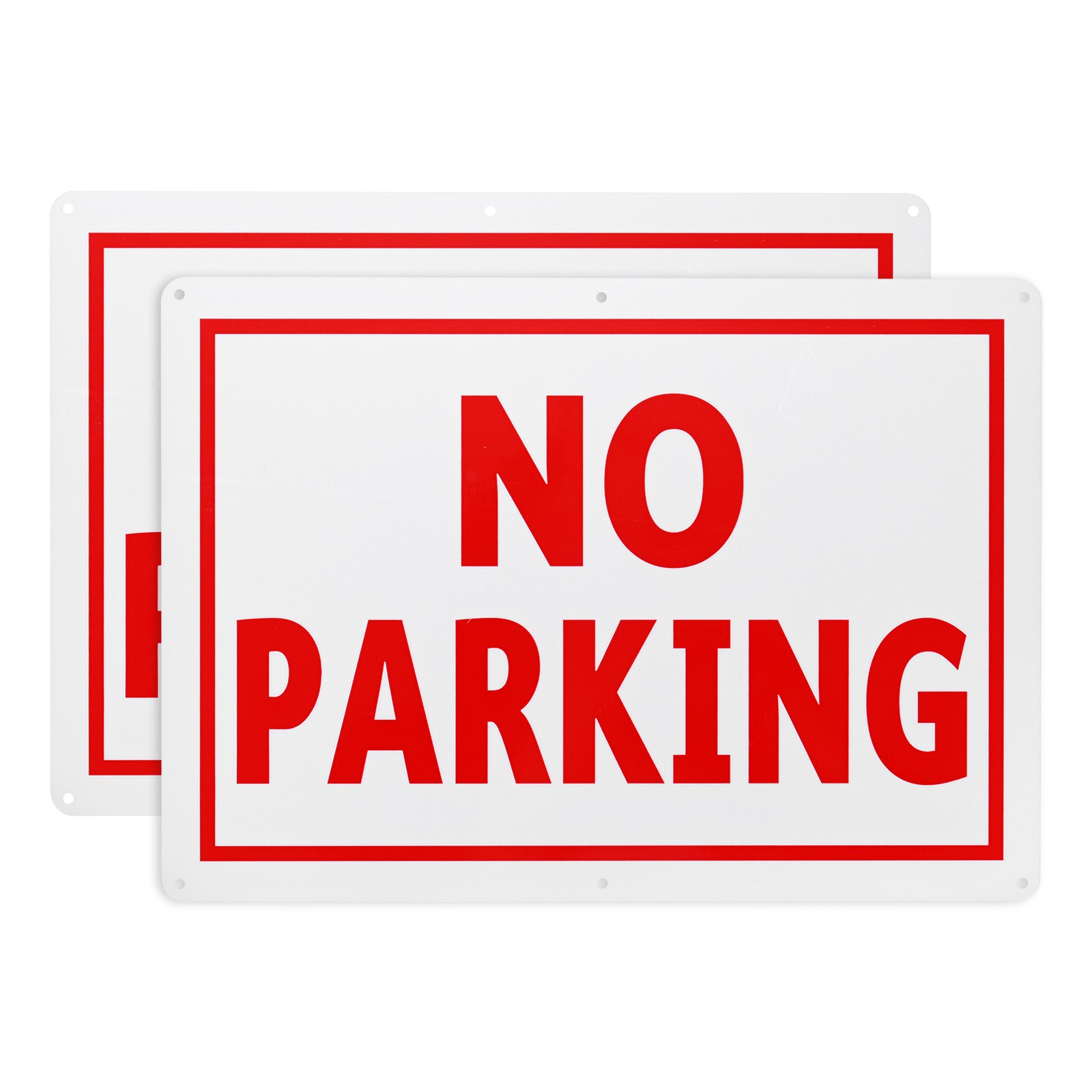 2 PCS NO PARKING Sign without P 14x10" Aluminum,Red Letter on White Background