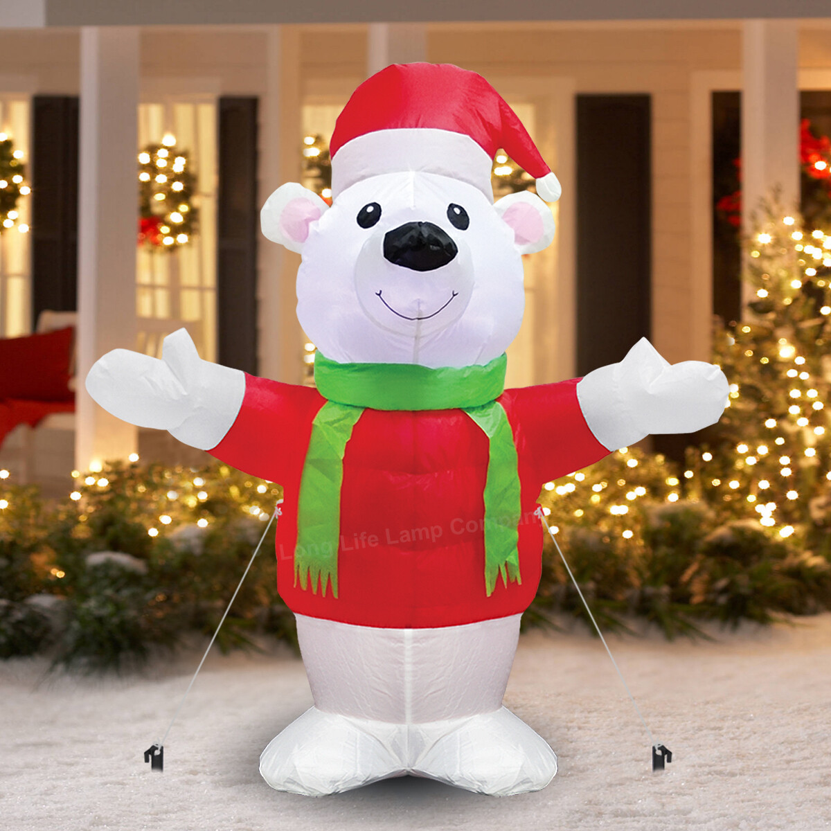 4FT LED Standing Polar Bear Christmas Outdoor Inflatable Figure Celebration Snow