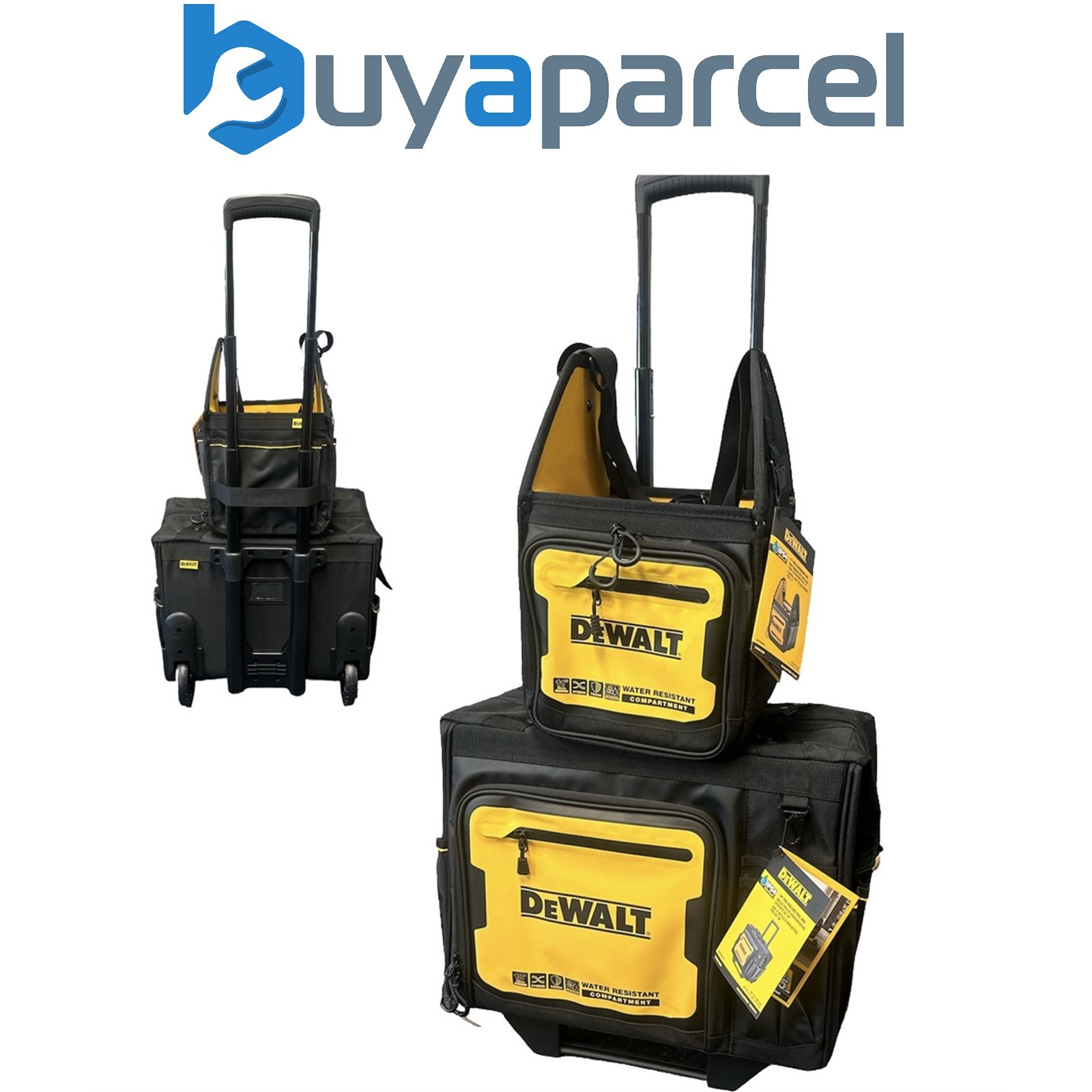 Dewalt Pro Rolling Wheeled Tool Bag Case Soft Storage Stackable + 11" Tote Bag