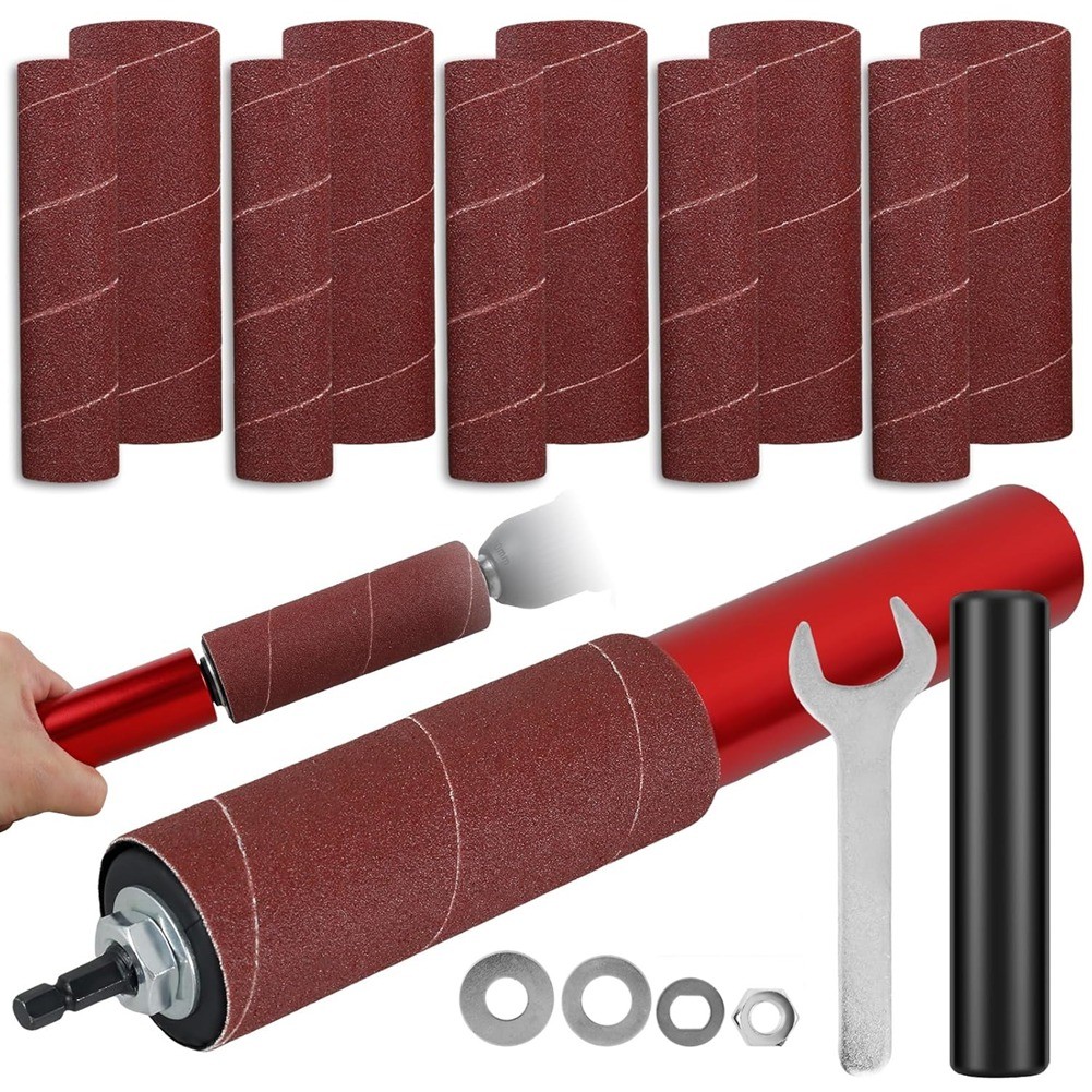 Drum Sander Set,Rubber Sanding Drum Spindle Sander Adapter, with 120 Grit7031