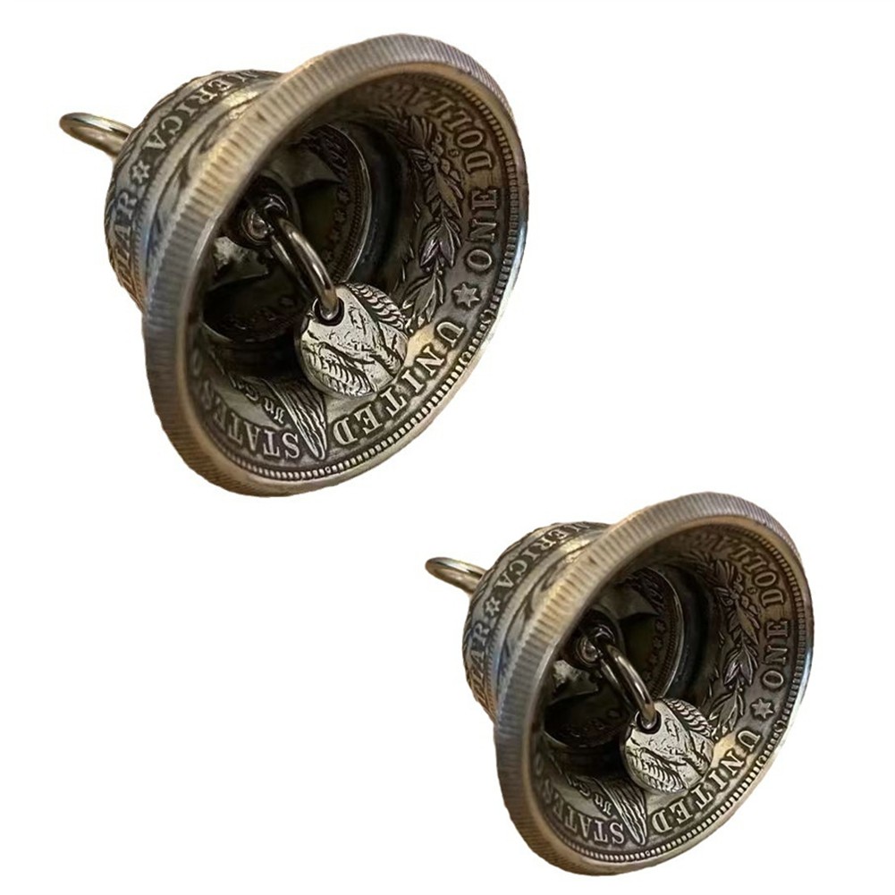 3X(2Pack Silver Dollar Bell Home Decor Coin Craft Hangings Wall8374