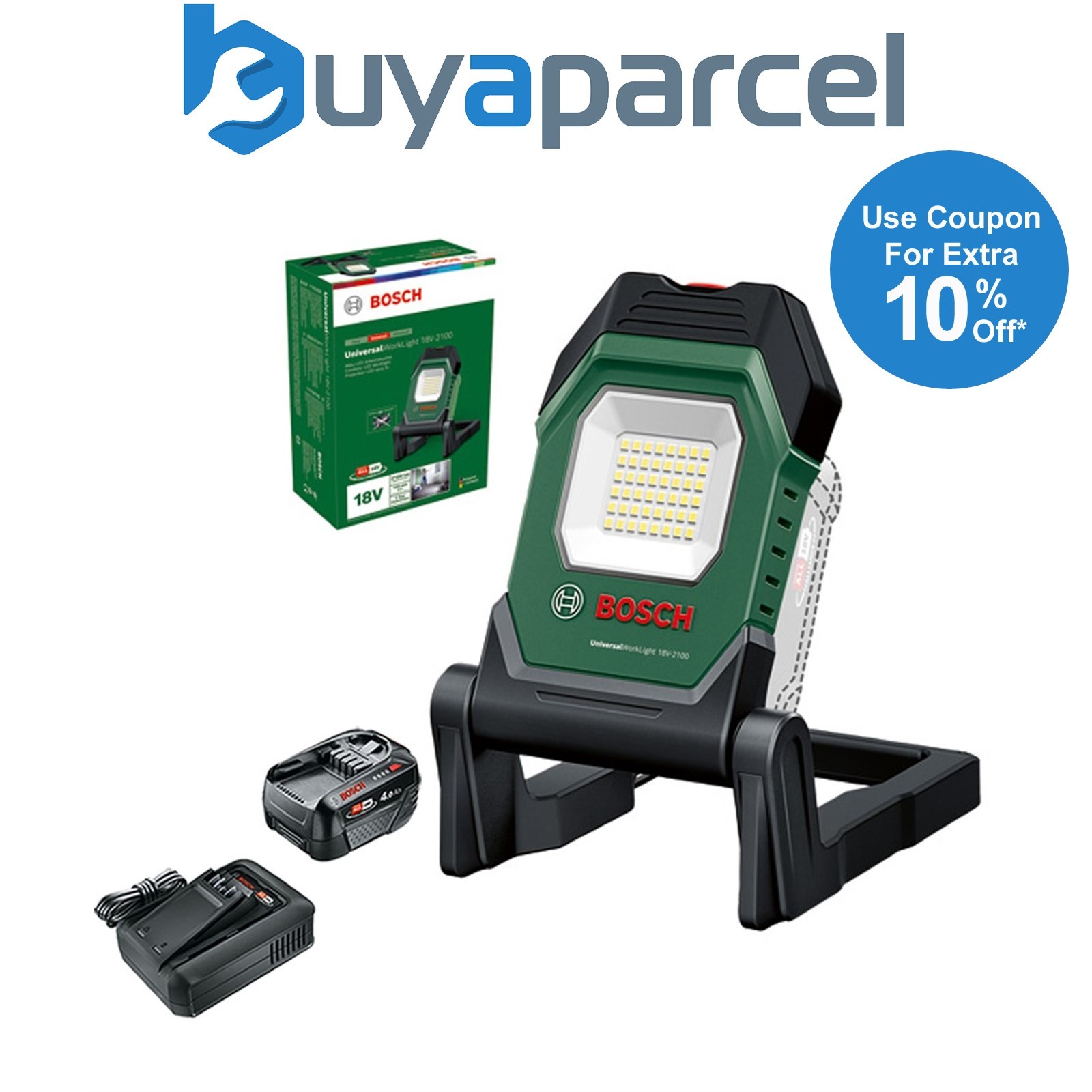 Bosch 06039A1300 Cordless 18v LED Worklight UniversalWorkLight + 4AH Battery Kit