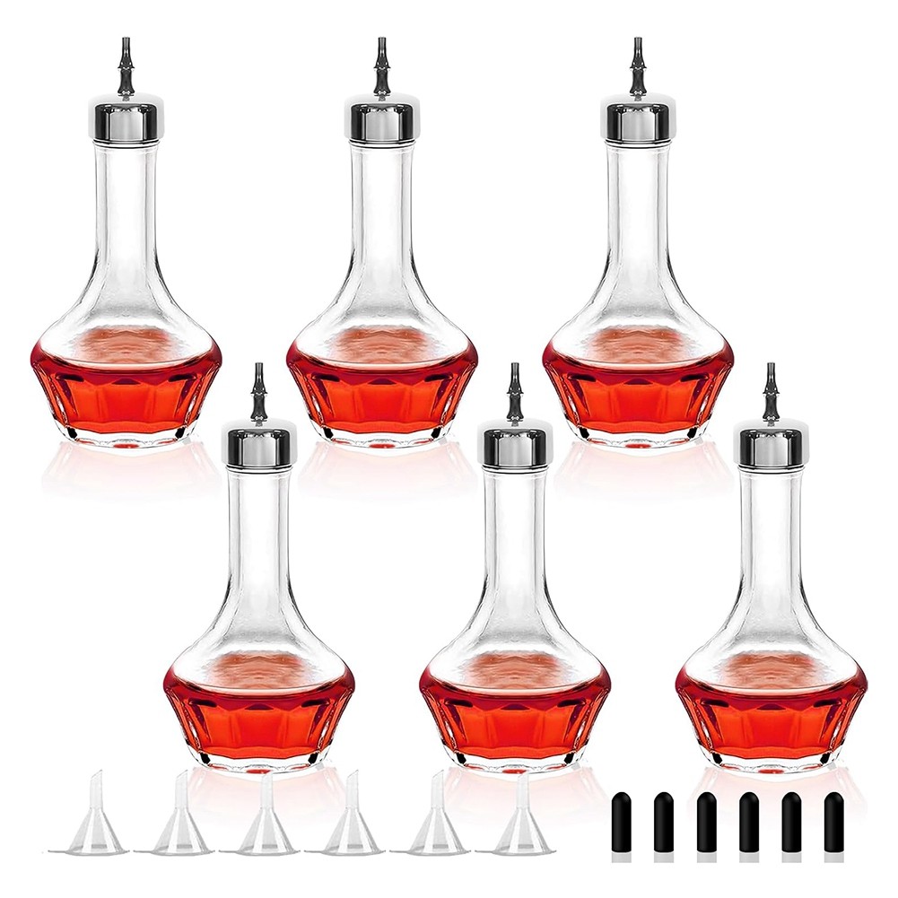 6 PCS Bitters Bottle Set of 50ml/1.6oz Glass Dash Bottle with Dasher Top,2727