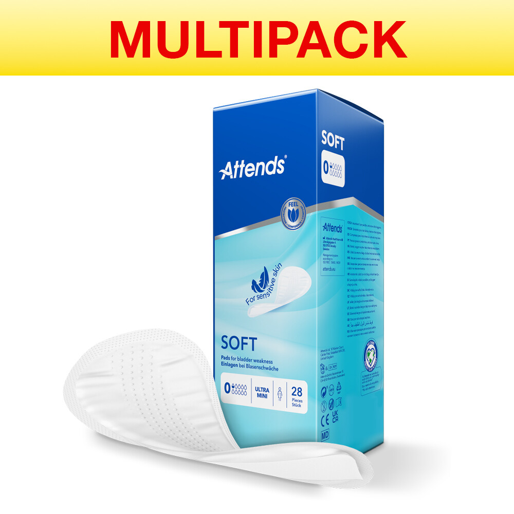 224x Attends Soft 0 Ultra Mini Women Discreet Incontinence Pads - 8 Packs of 28