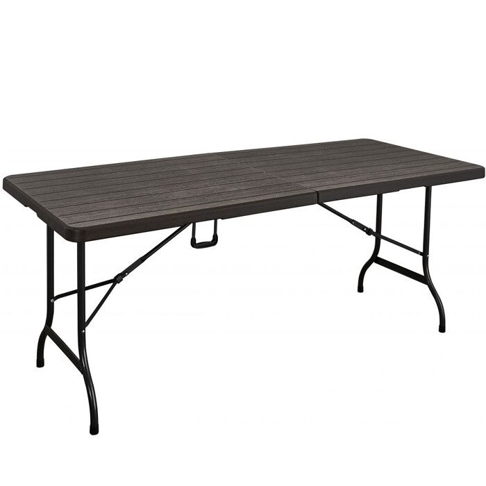 Blow Moulded Folding Wood Effect Table with Carry Handle