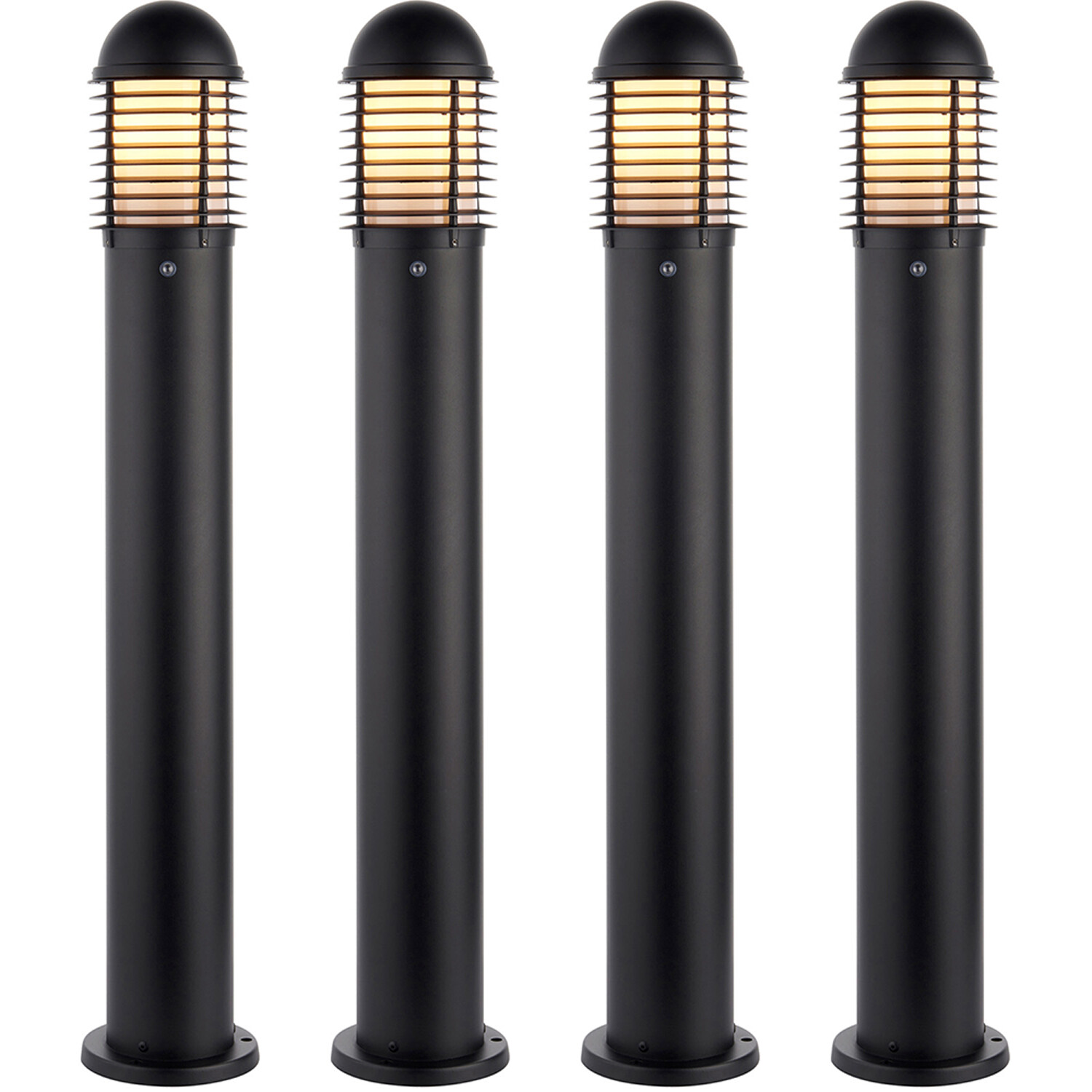 4 PACK Outdoor Bollard Post Light - 60W E27 GLS - 1000mm Height - Matt Black