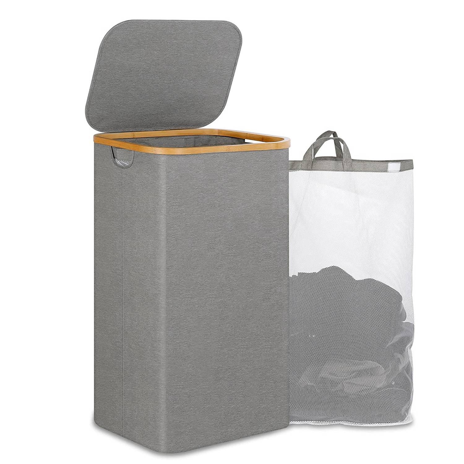 110L Laundry Hamper with Handle and Lid, Basket Organizer with7246