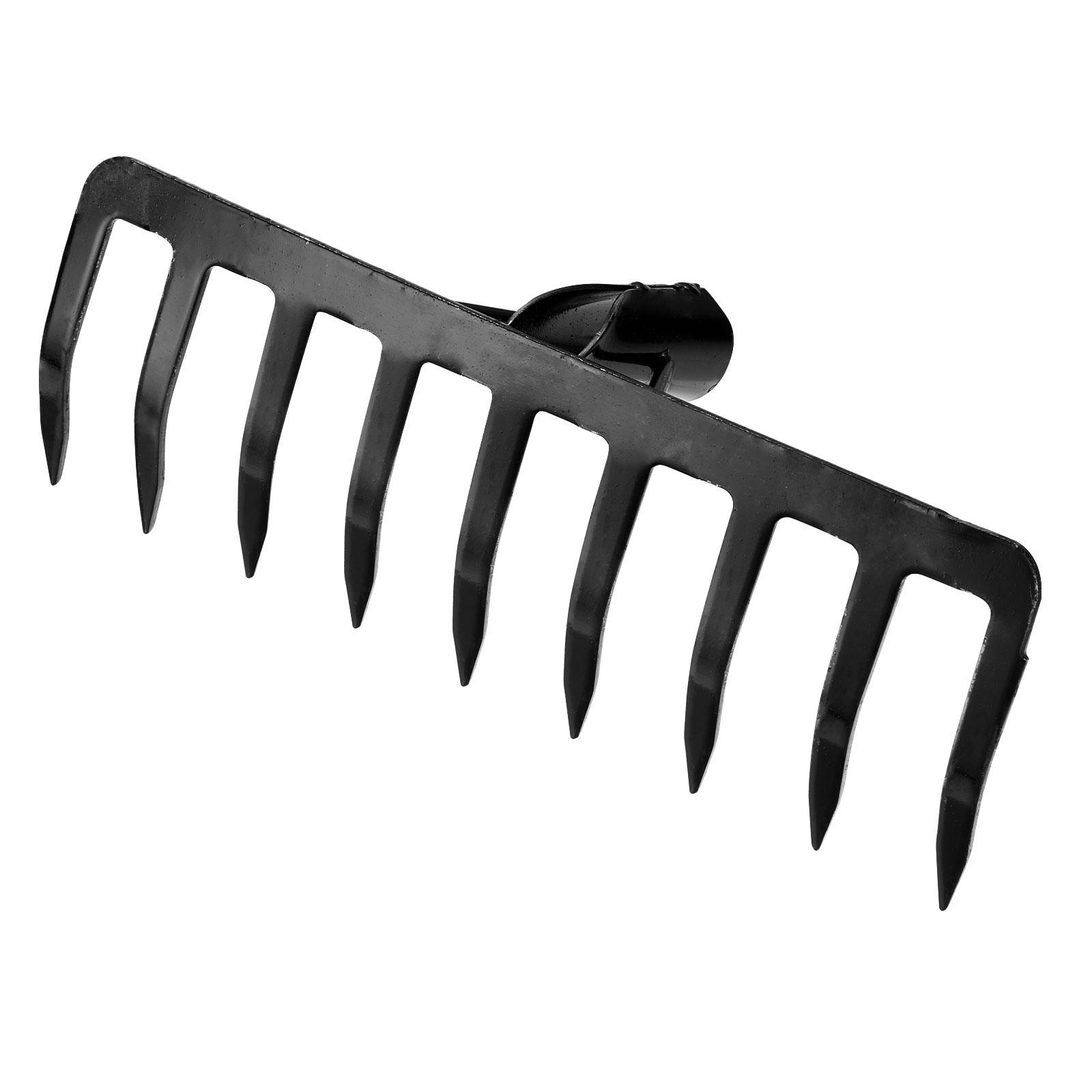 9 Teeth Garden Rake Head, Manganese Steel for Garden Farm without Handle, Black